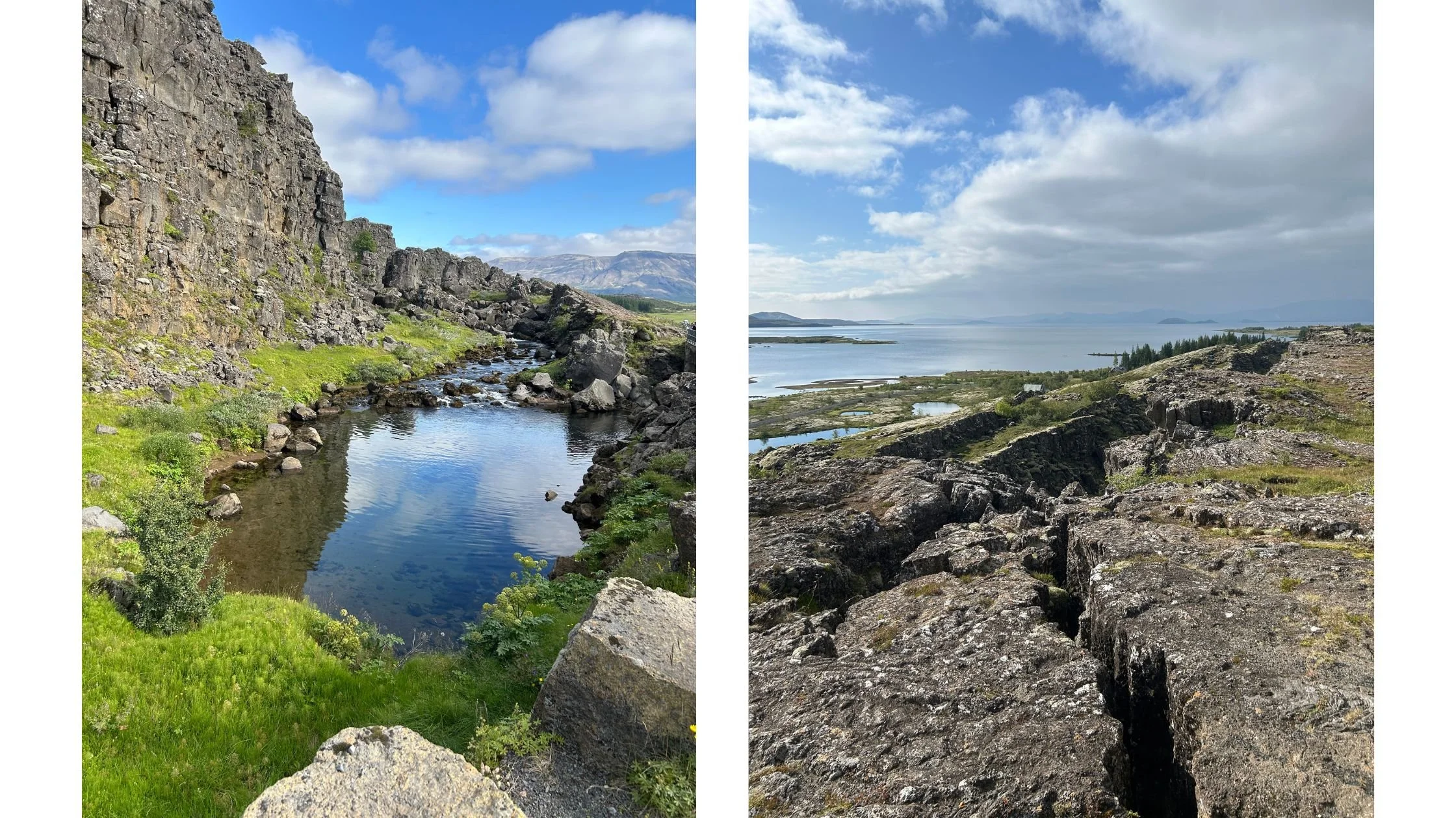 pingveller's drowning pool and fissures in the ground where the plates are separating