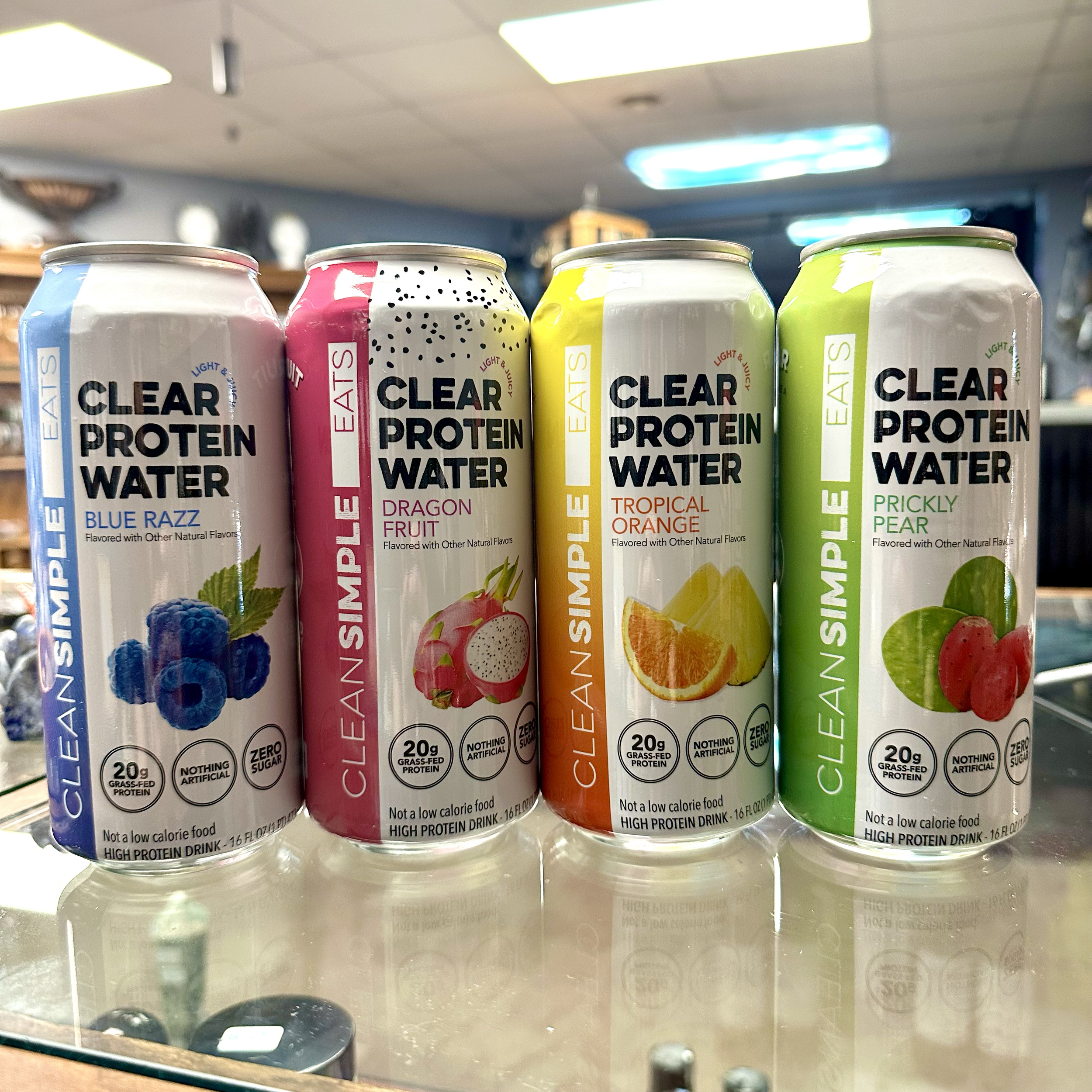 Clean Simple Eats Clear Protein Waters come in 4 flavors and we serve them COLD. Come see what's in the cooler today!