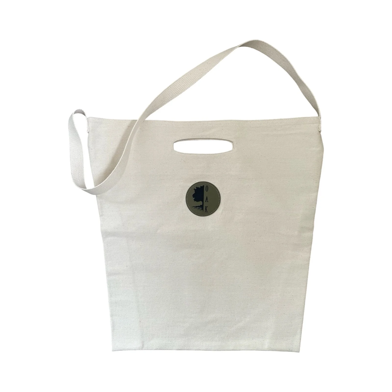 Chic Canvas Tote with Green Leatherette Accent