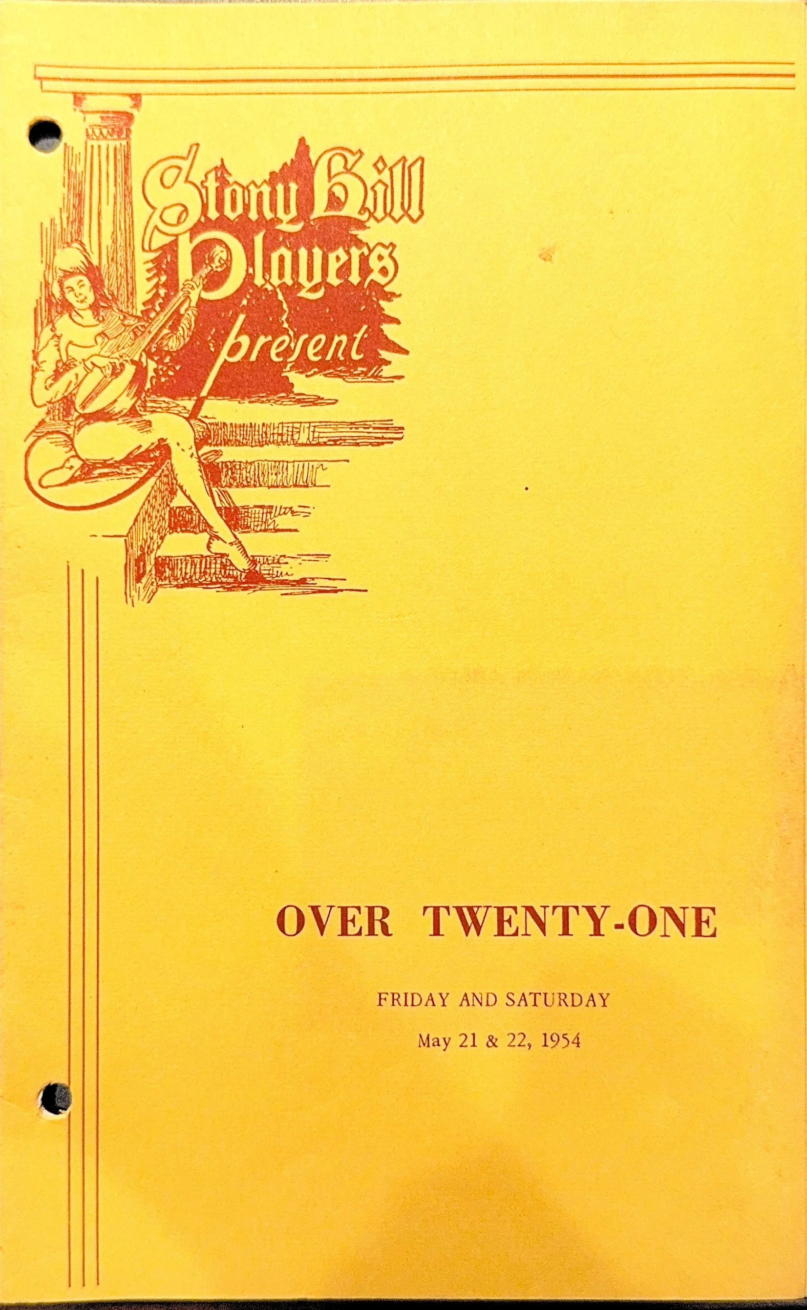 Program from Over Twenty-One presented by Stony Hill Players in 1954.  