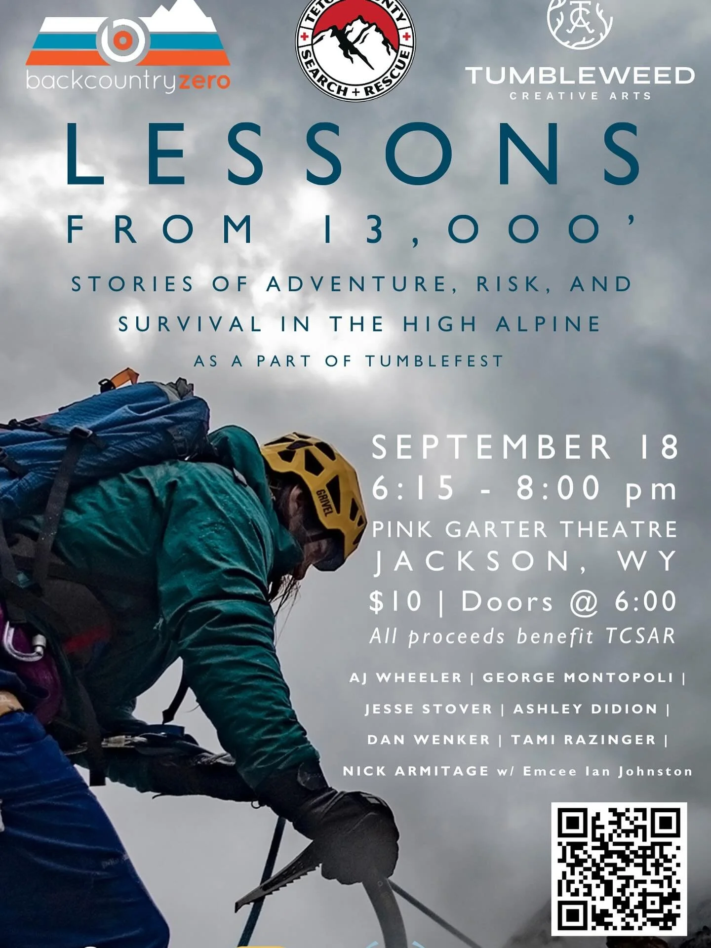 Psyched to be part of this year&rsquo;s TUMBLEFEST SEPT 18 in Jackson, WY! Get outside&hellip;.but always be safe while STAYING ON GUARD. Thx TCSAR for including my story!  #stayingonguard #optoutside #tetonnationalpark #tetoncountysearchandrescue #s