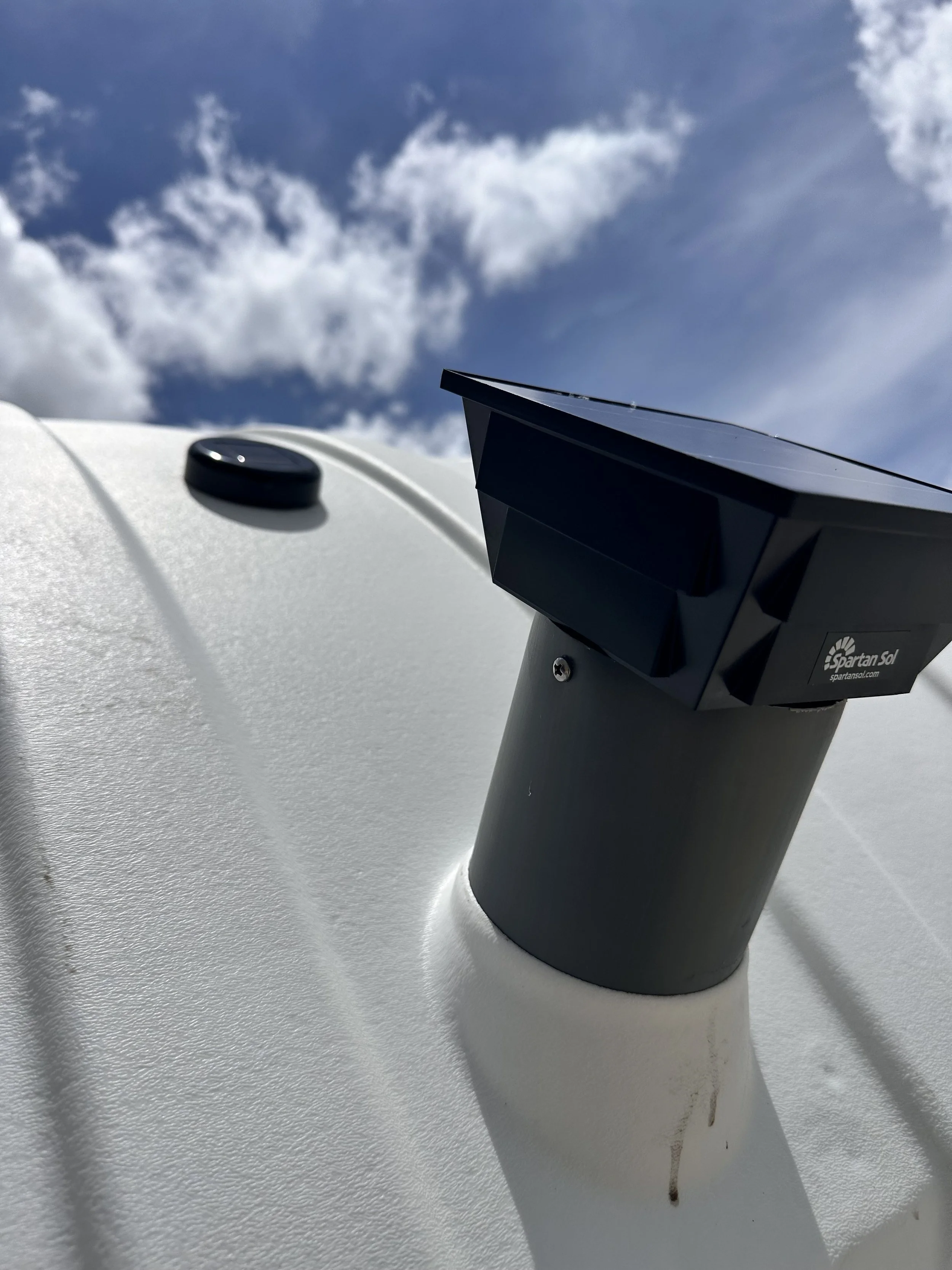 solar fans and lights on our portalet trailers