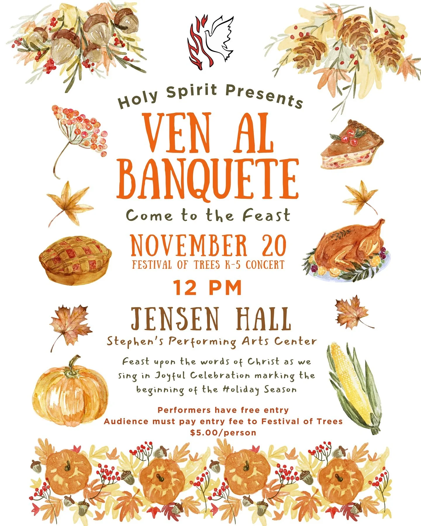 Please join us for our annual Festival of Trees Concert this Thursday Nov 20th at 12 PM🎄

Come early to see the beautifully decorated Christmas trees and then enjoy a special performance featuring our K-5th grade students 🎶🙂

Admission: $5/person,