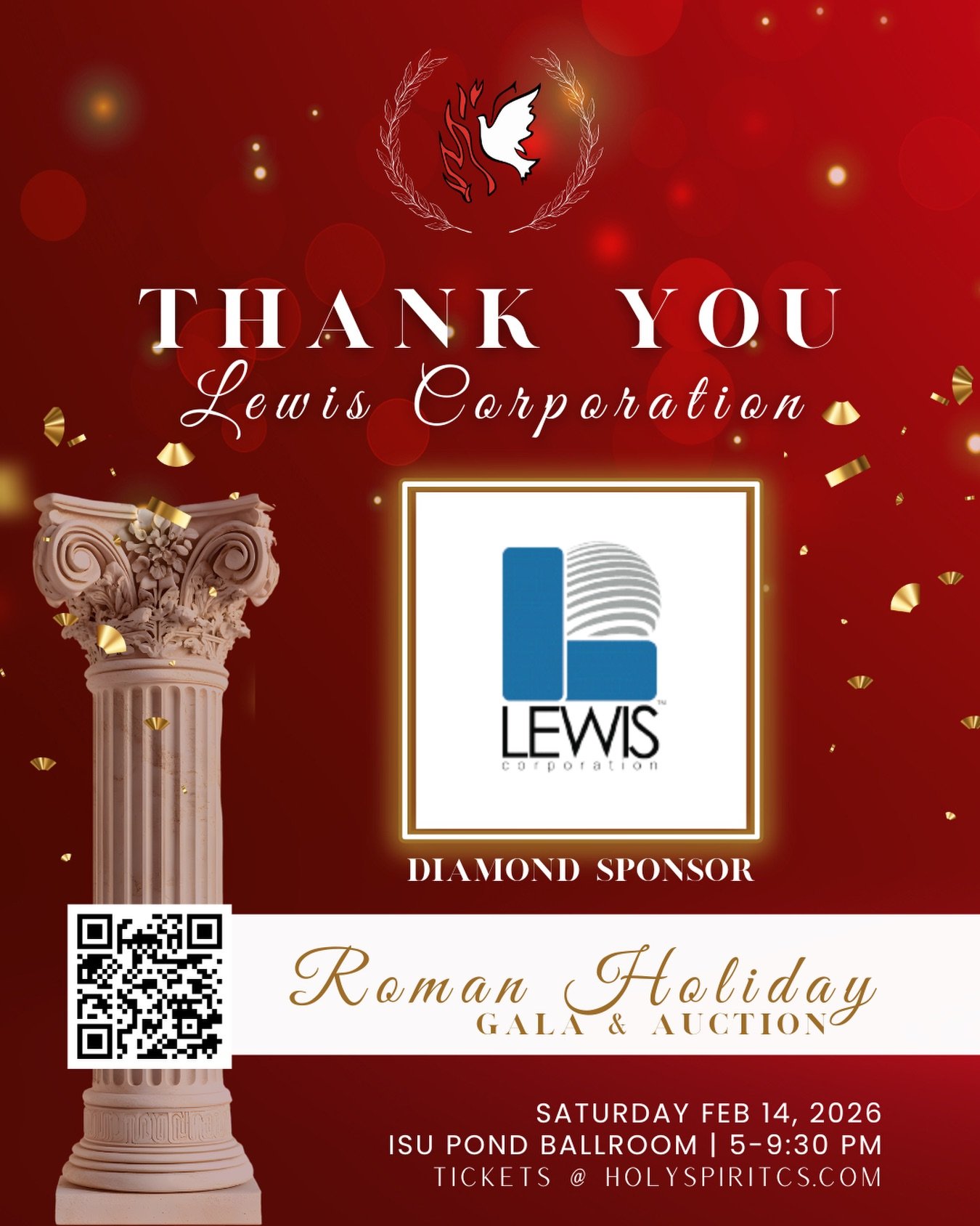 THANK YOU, Lewis Corporation, for being a Diamond Sponsor of our Roman Holiday Gala &amp; Auction! ✨ Your generosity helps make this special evening possible!

We can't wait to see everyone on Feb 14th! 

Will you be coming as St. Valentine, Cleopatr