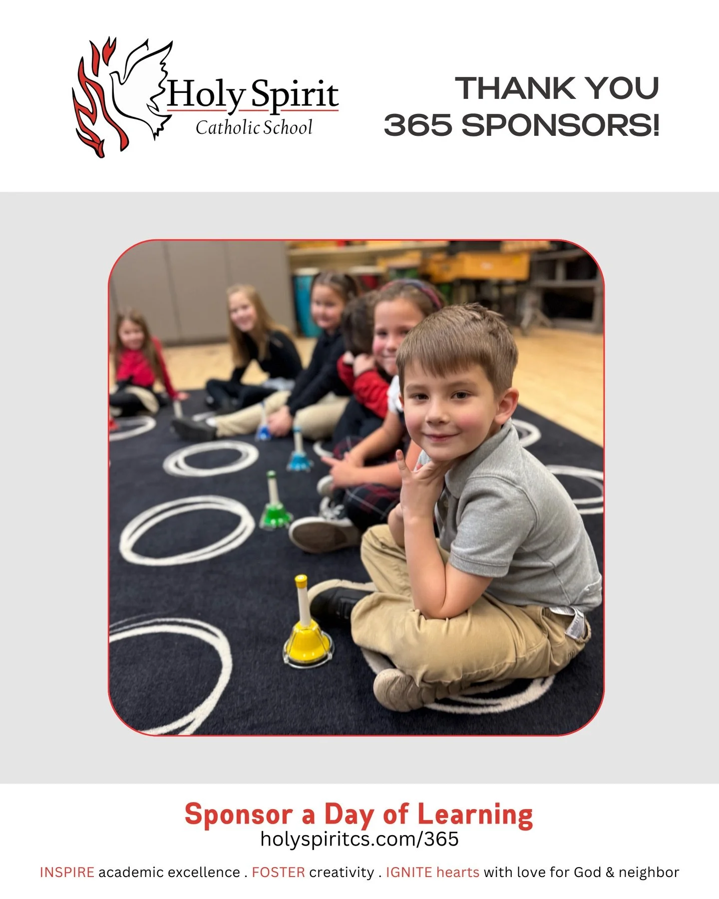 Special thanks to our weekly 365 Sponsors who help make a day of learning possible at Holy Spirit Catholic School!

Please join us in praying for them and their intentions&nbsp;❤️

🕊️&nbsp;January 19 - Anabelle Wilhelmi 

🕊️ January 20 - Terry and 
