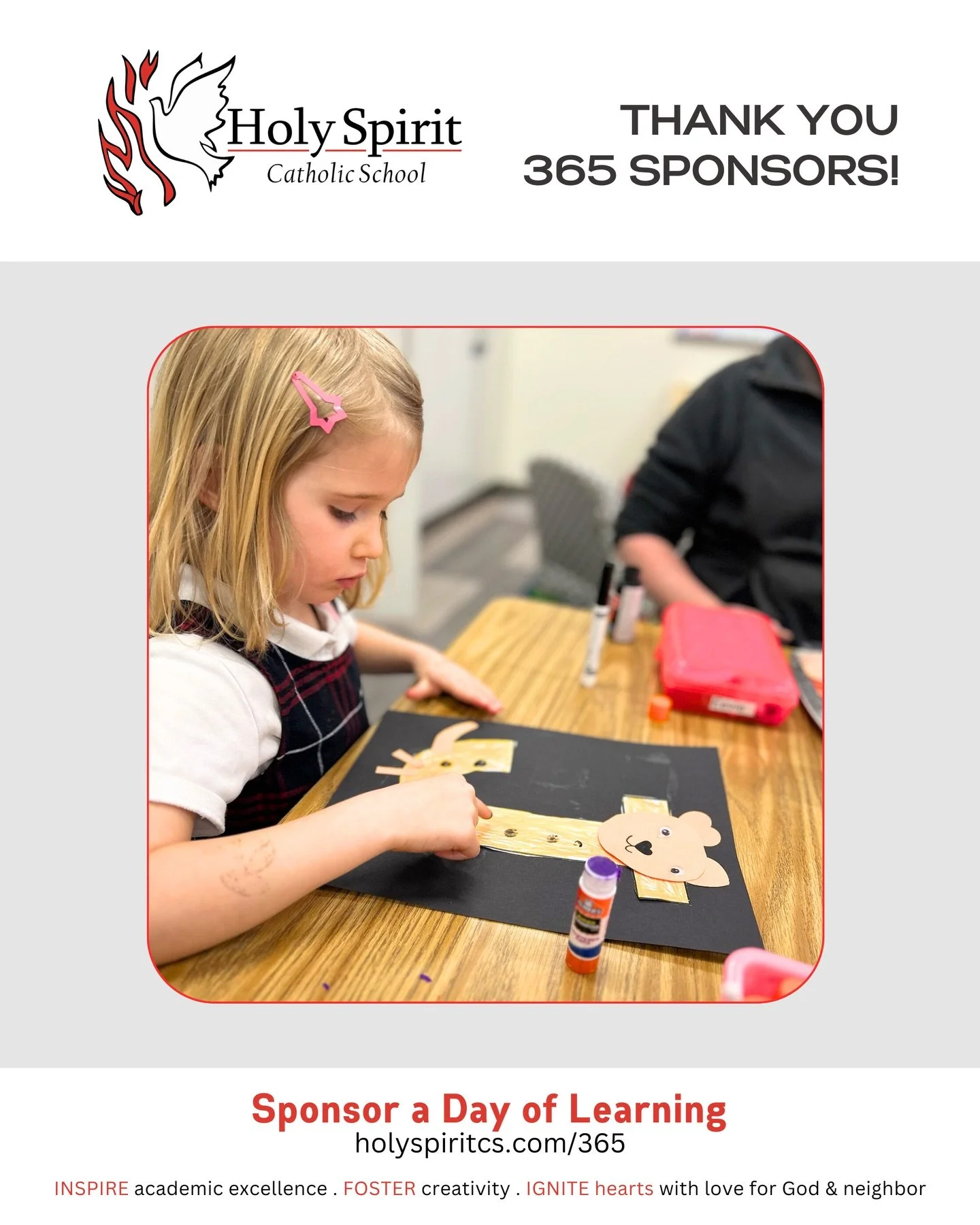 Special thanks to our weekly 365 Sponsors who help make a day of learning possible at Holy Spirit Catholic School!

Please join us in praying for them and their intentions&nbsp;❤️

🕊️&nbsp;February 9 - Jean Davidson for Marjanna Hulet&rsquo;s Birthd
