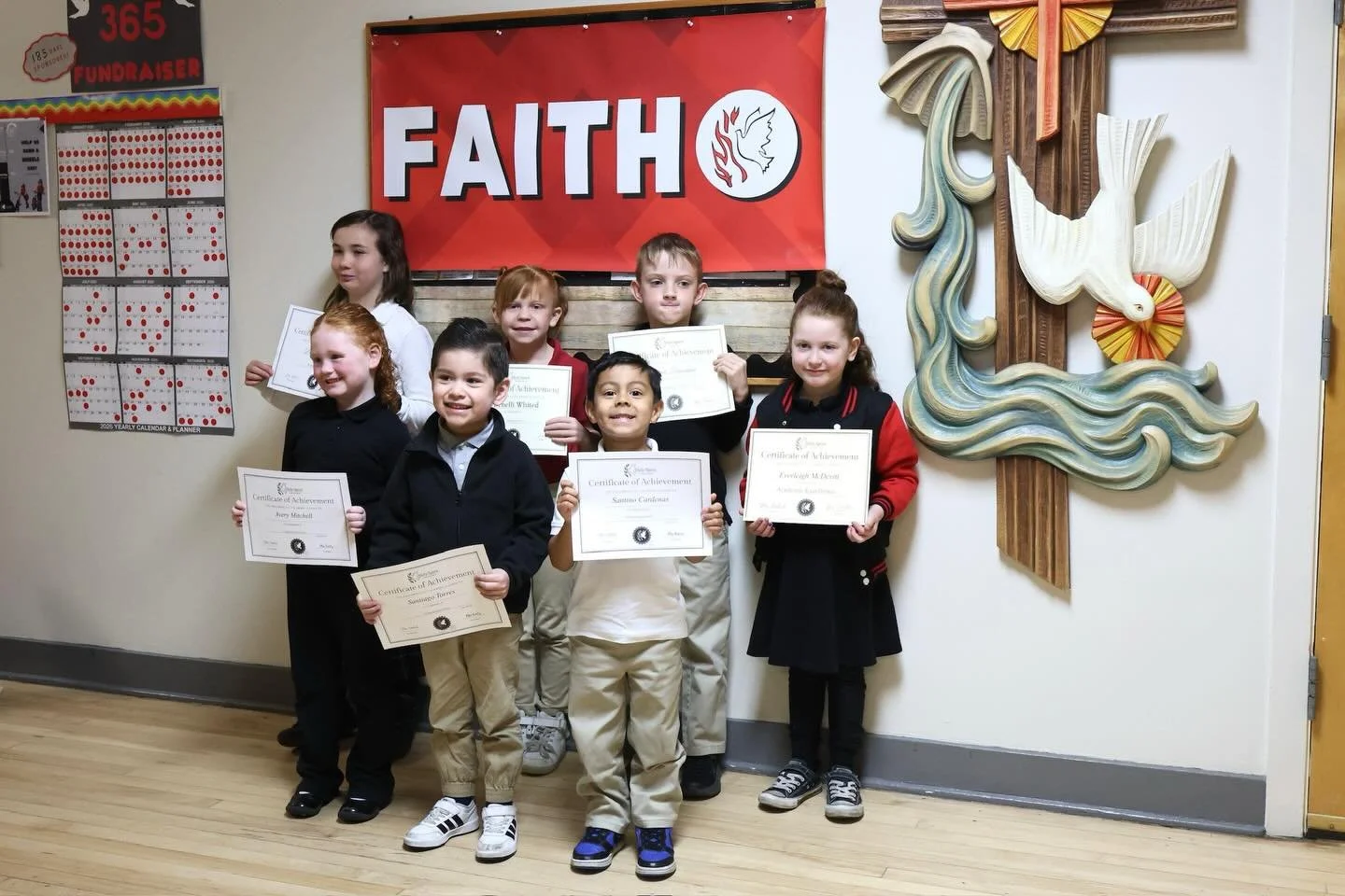 Congratulations to our April FAITH Award recipients! 😀✨

3rd Grade - Daphne 
2nd Grade - Benelli 
1st Grade - Joey
Kindergarten - Everleigh 
Pre-kindergarten - Avery &amp; Santiago 
Preschool - Santino
Staff - Grandma Marcia

At HSCS, we are Faith f