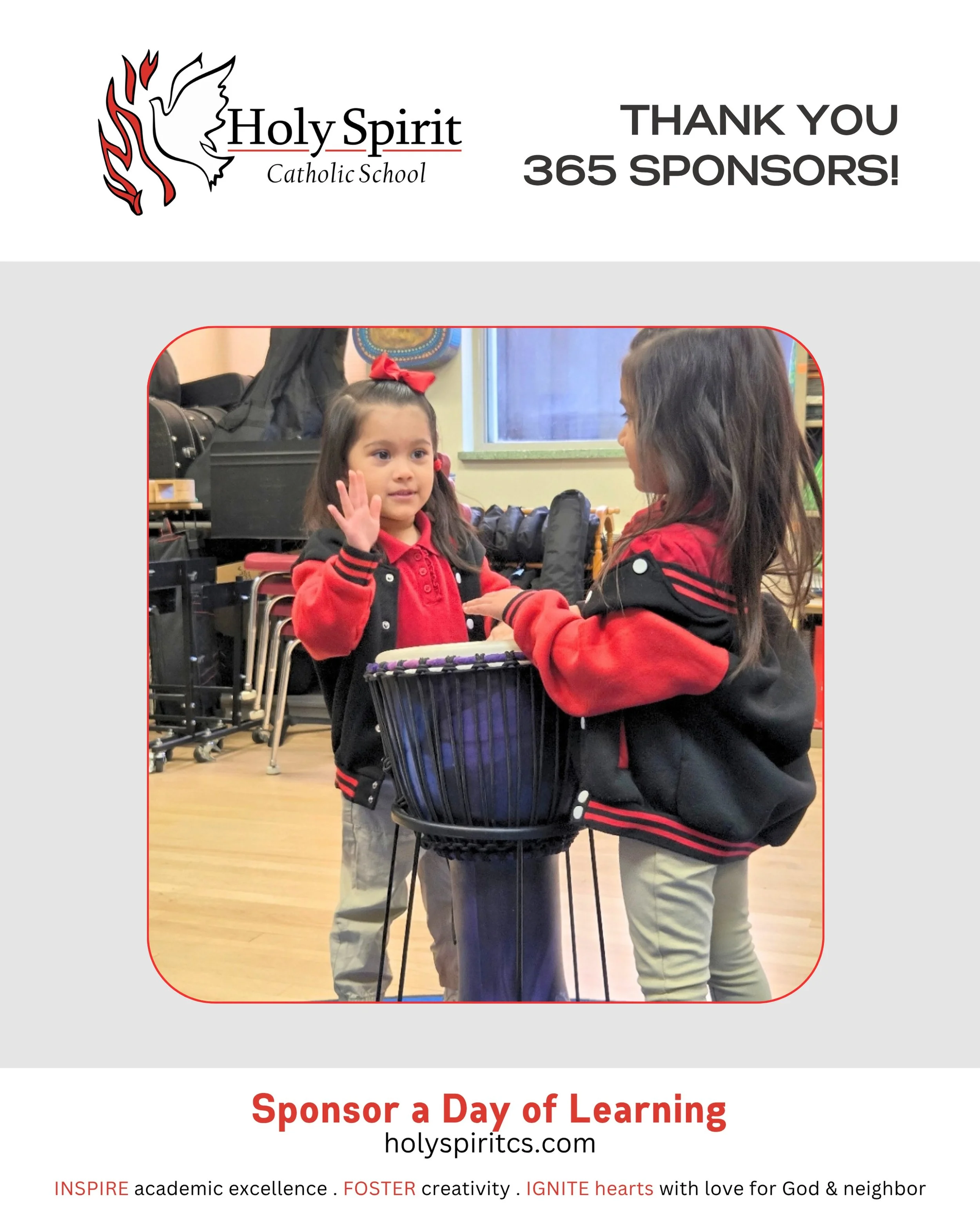 Special thanks to our weekly 365 Sponsors for helping make a day of learning possible at Holy Spirit Catholic School!

Please join us in praying for them and their intentions&nbsp;❤️

🕊️&nbsp;September 29 - Christine Hofman in honor of the feast of 