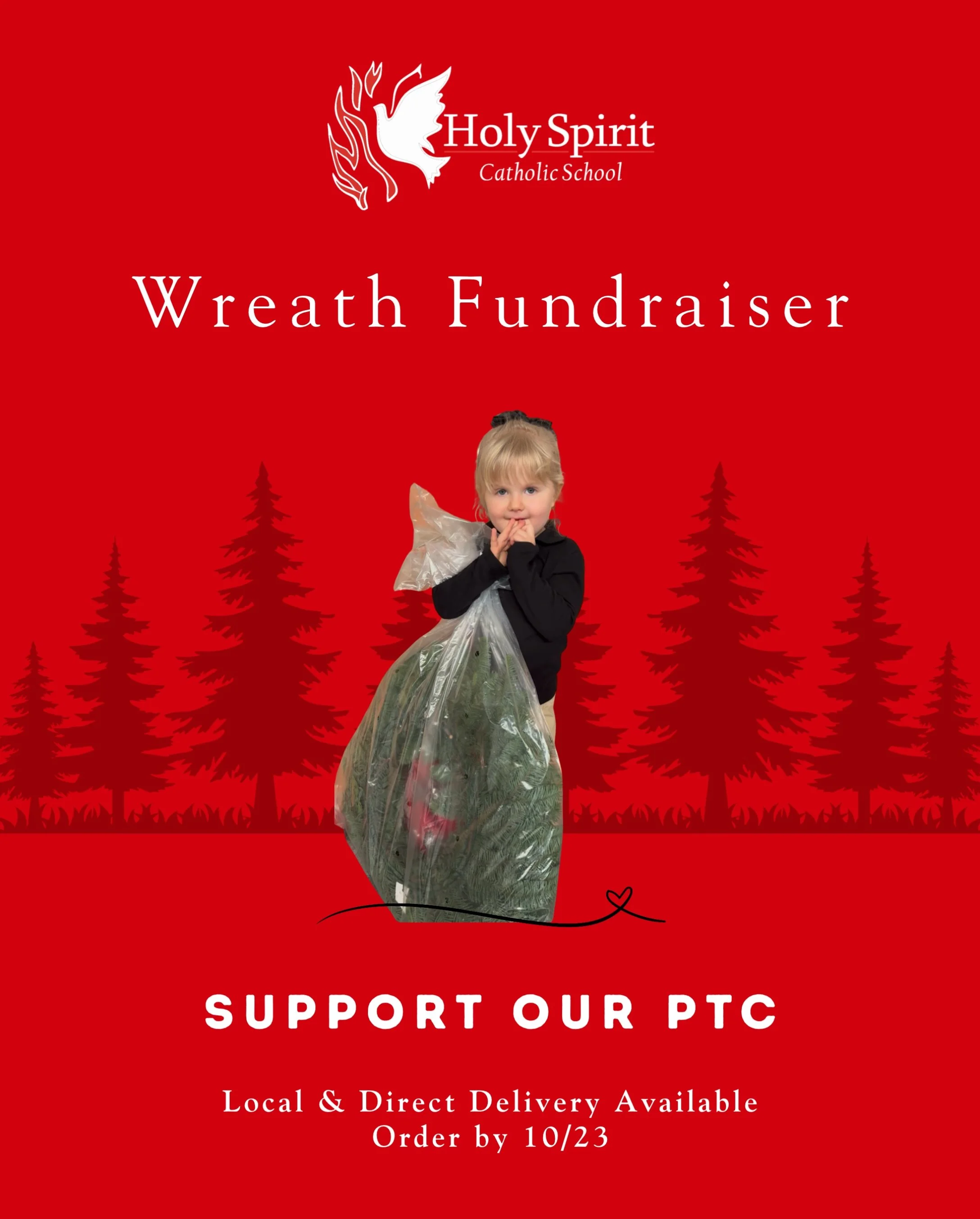 Our annual Wreath Fundraiser is underway! 🌲😀

Every purchase helps our PTC bring exciting events and activities for our school community all year long! 

These farm fresh wreaths make the perfect holiday gift or a festive way to welcome the season 