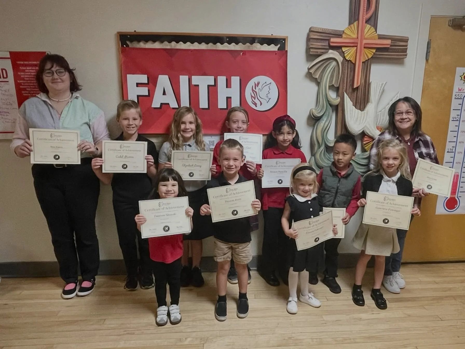 Congratulations to our October FAITH Award recipients 😀✨

4th Grade - Caleb &amp; Elizabeth
3rd Grade - Harlynn 
2nd Grade - Amaya
1st Grade - Sang Sang 
Kindergarten - Genevieve
Pre-kindergarten - Emerson &amp; Treyson
Preschool - Elowyn &amp; Then
