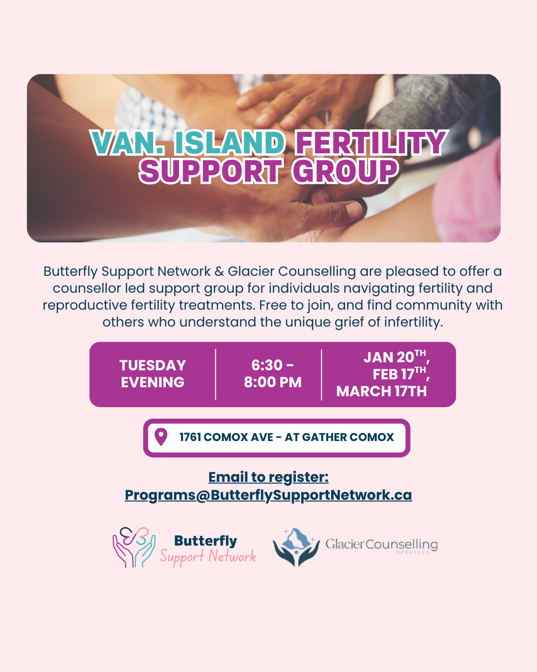 Fertility Support Group with Glacier Counselling Services and Butterfly Support Network 