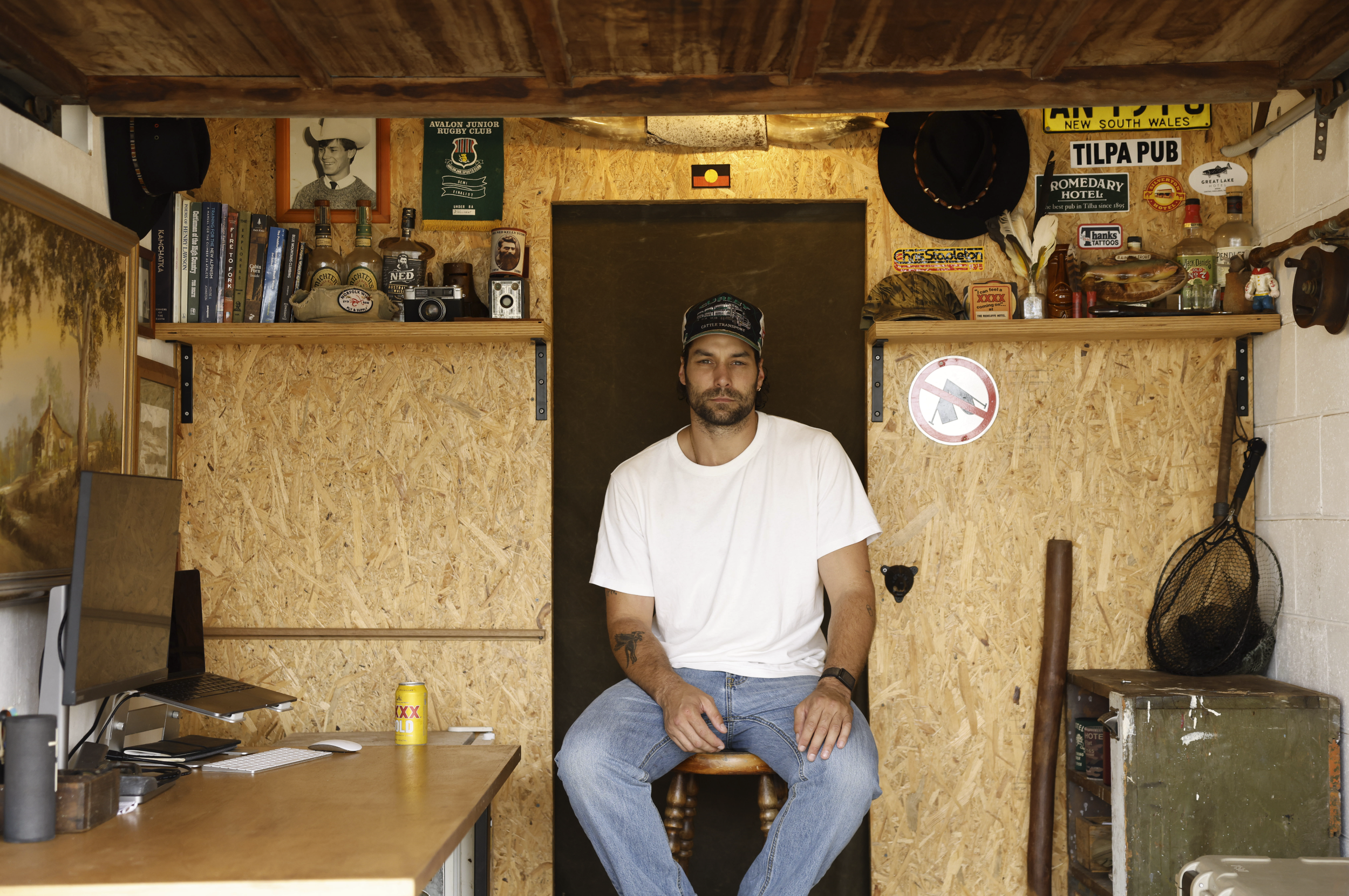 Zander in his home office/edit studio/pseudo country pub