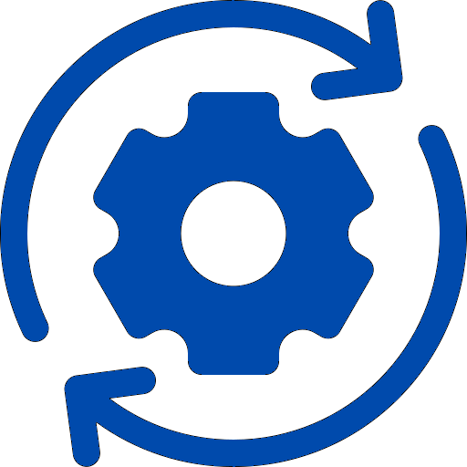 Icon of a gear with circular arrows around it, representing automation