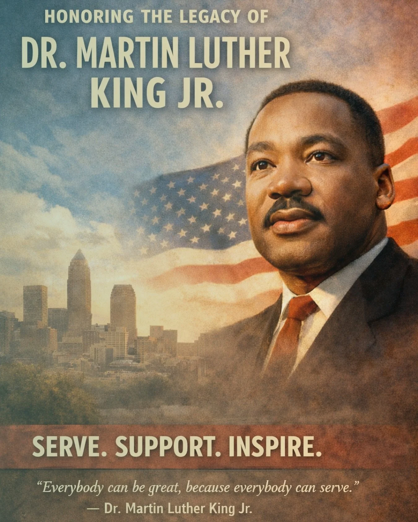 Today we honor the legacy of Dr. Martin Luther King Jr., whose vision of dignity, equality, and opportunity for all continues to inspire.

&ldquo;Everybody can be great, because everybody can serve.&rdquo; 

&mdash; Dr. Martin Luther King Jr.

#FillT