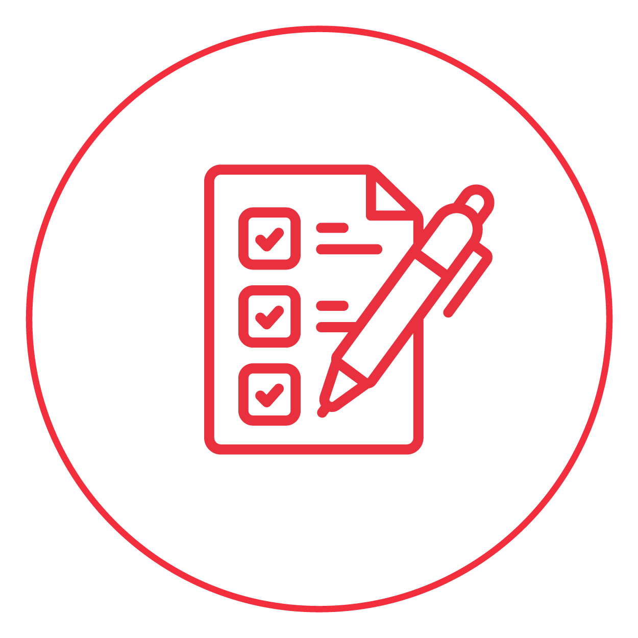 Checklist with three completed items and a pen.