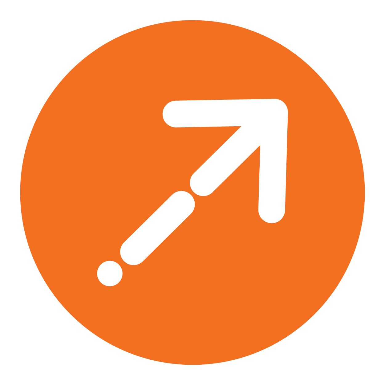 A traffic sign with an orange circular background and a black arrow indicating a sharp right turn.