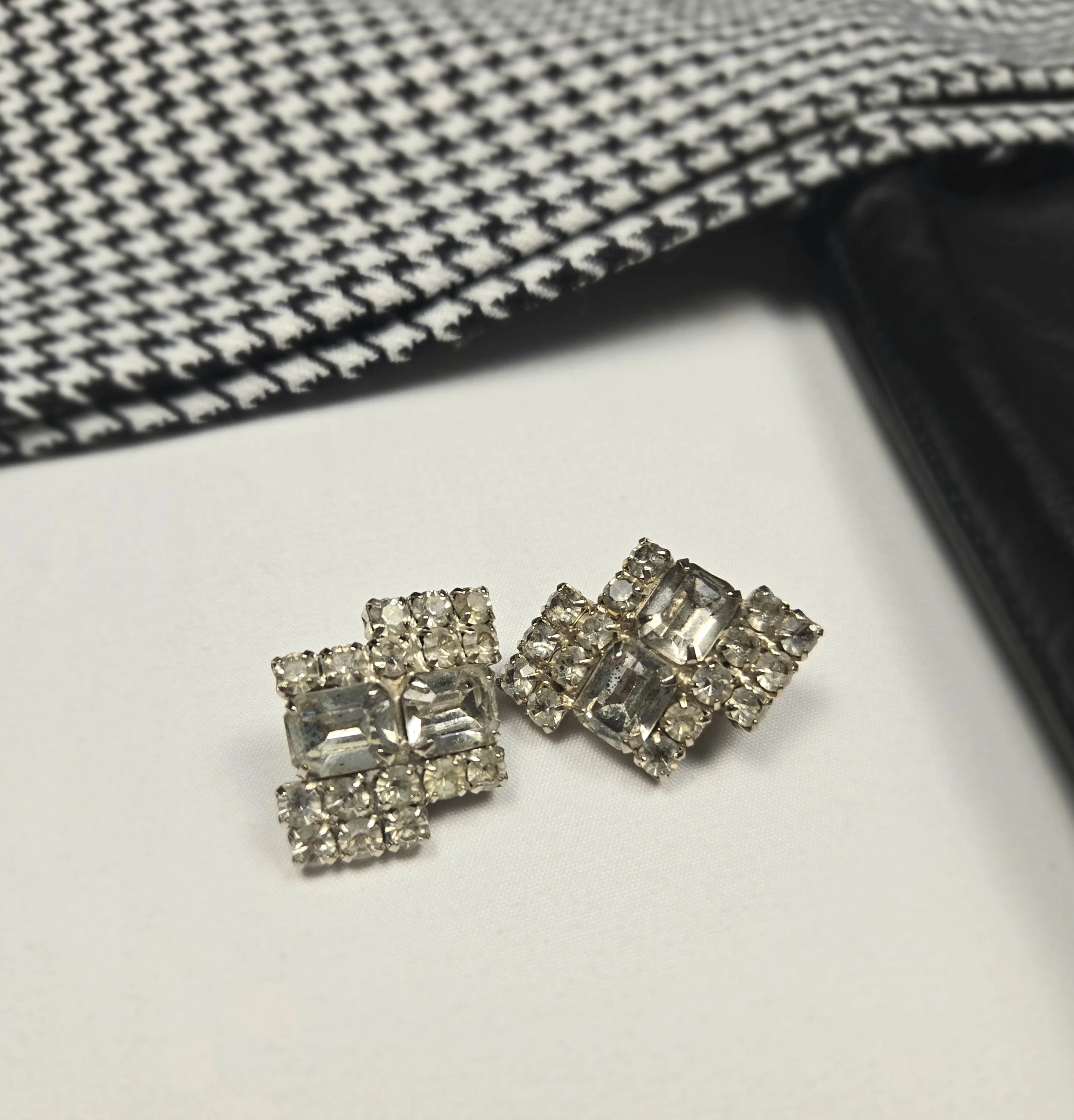 Chunky Vintage "Diamond" Clip-On Earrings