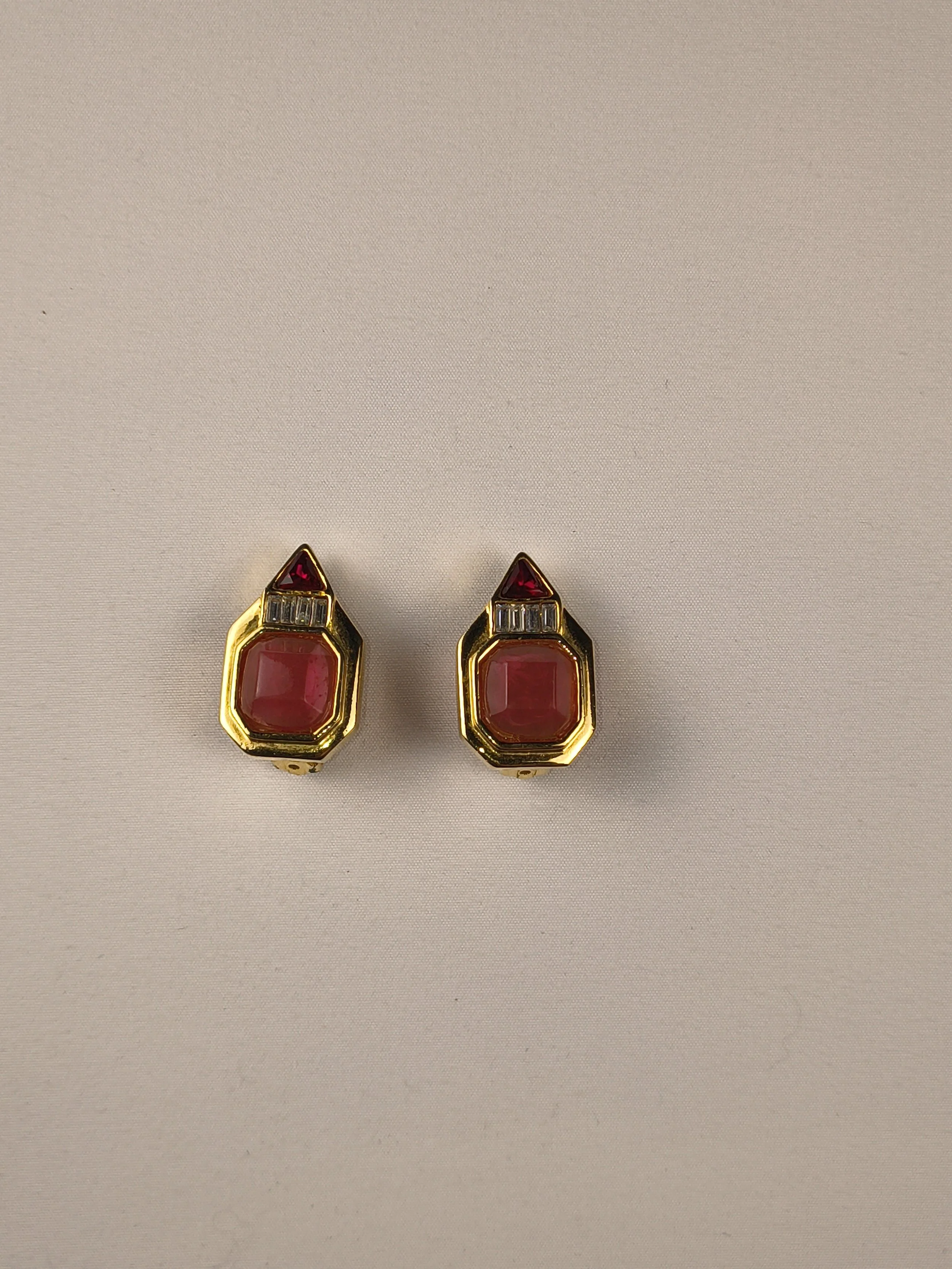 Radiant Art Deco Gemstone Clip-Ons