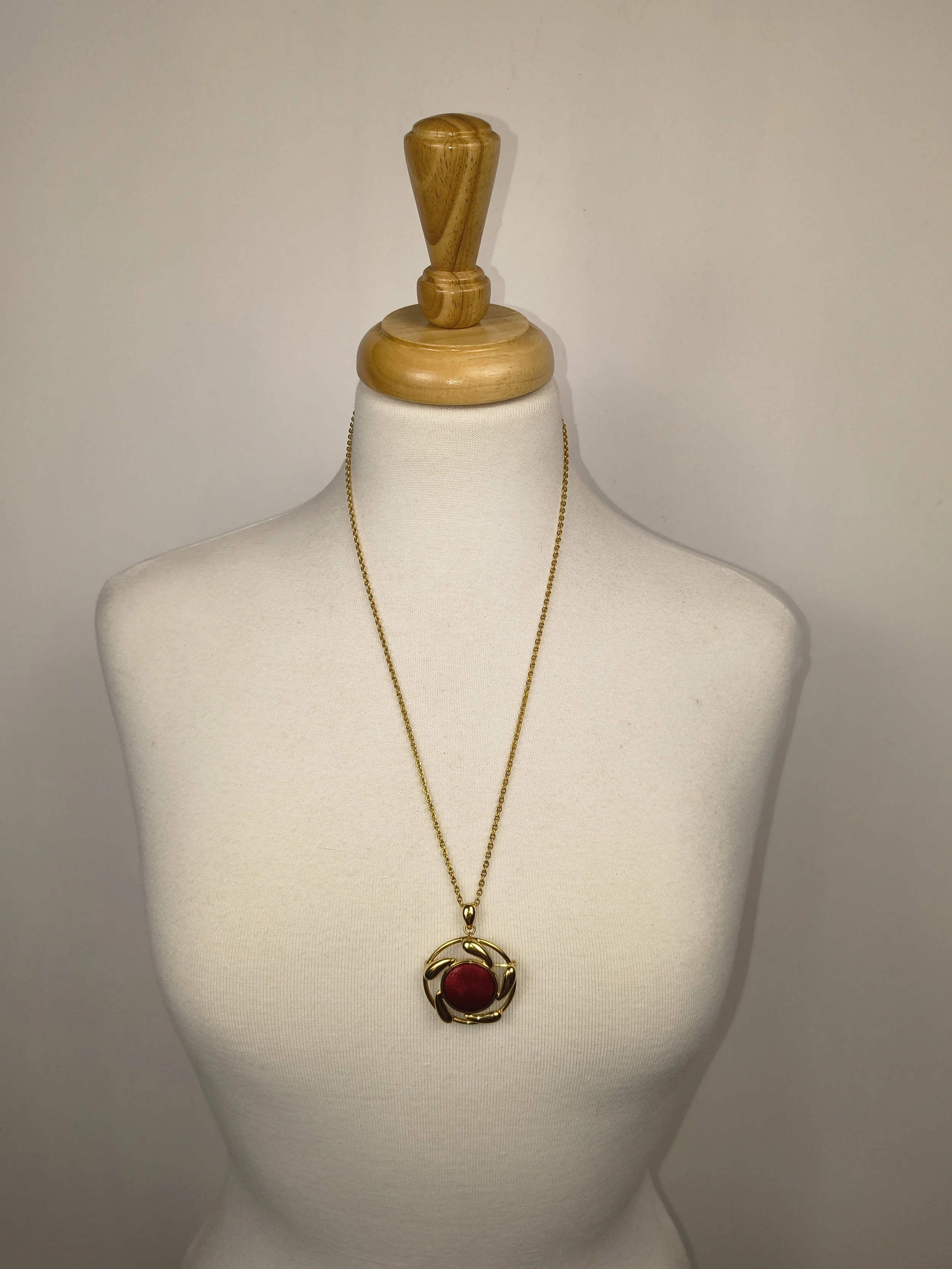 Chameleon Charm: Gold Chain & Red Pendant Duo
