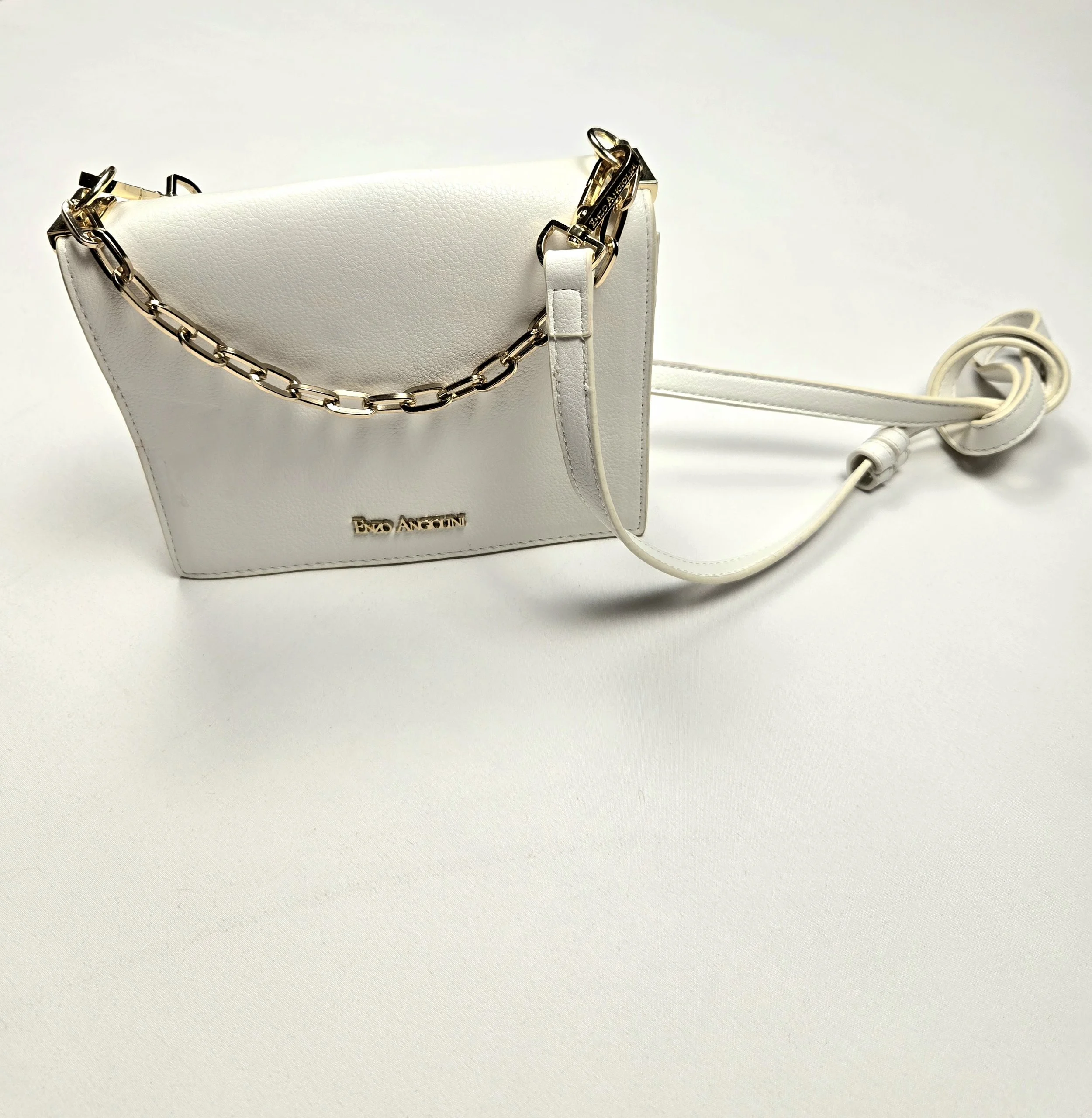 Enzo Angiolini White & Gold Elegance Shoulder Bag