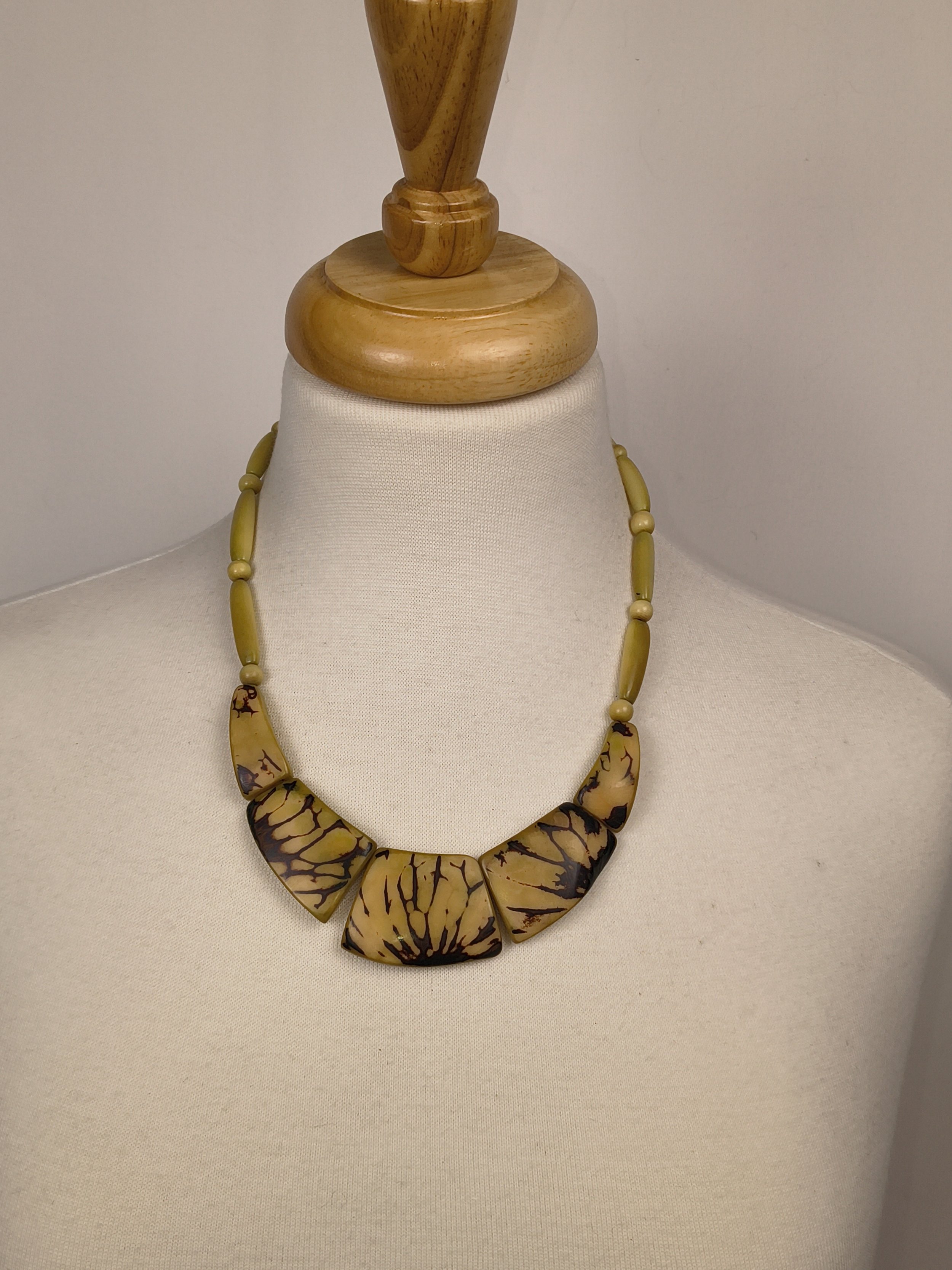 Vintage Green & Brown Charm Necklace