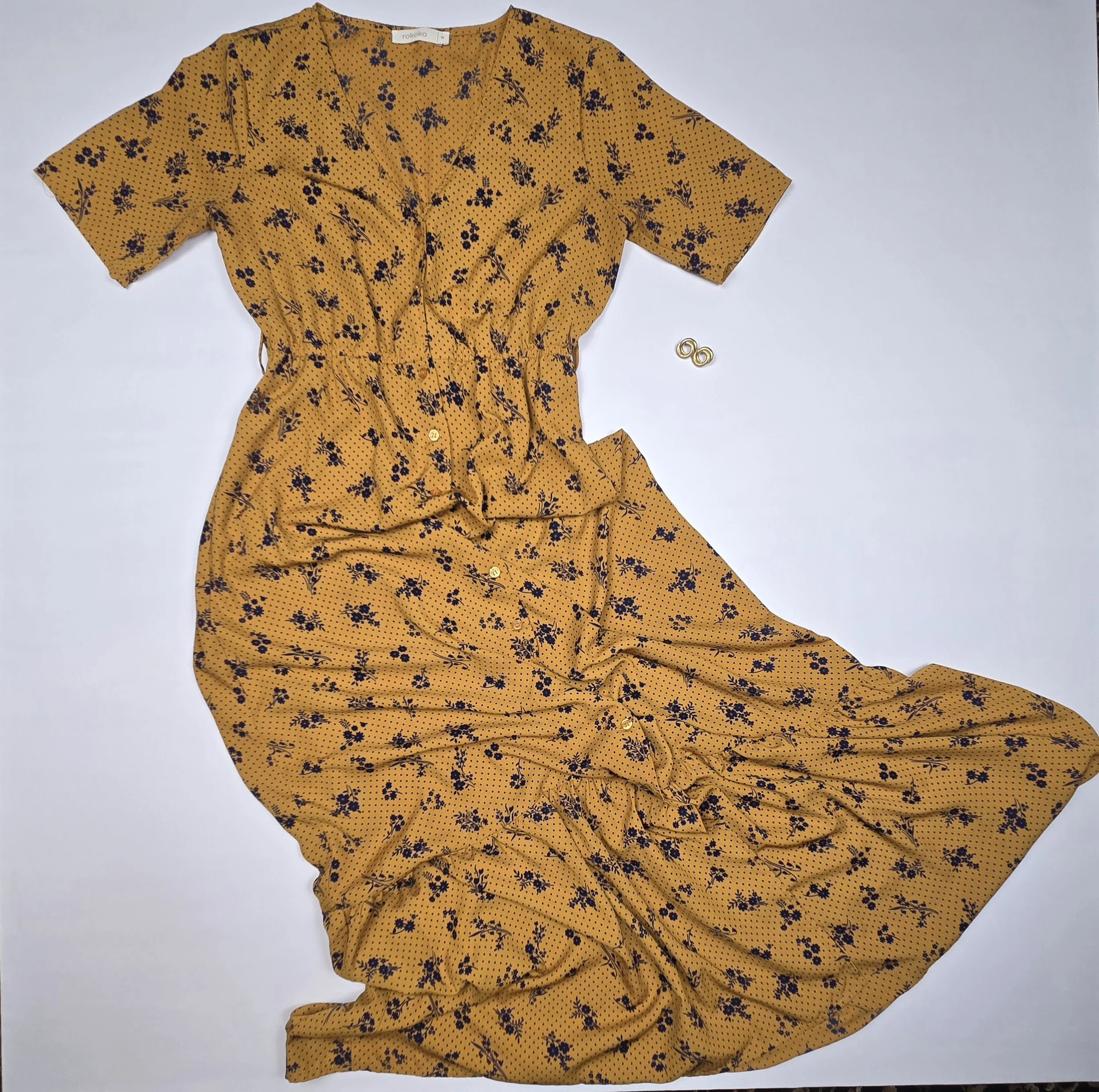 ROKOKO Golden Blossom Maxi Dress - Medium
