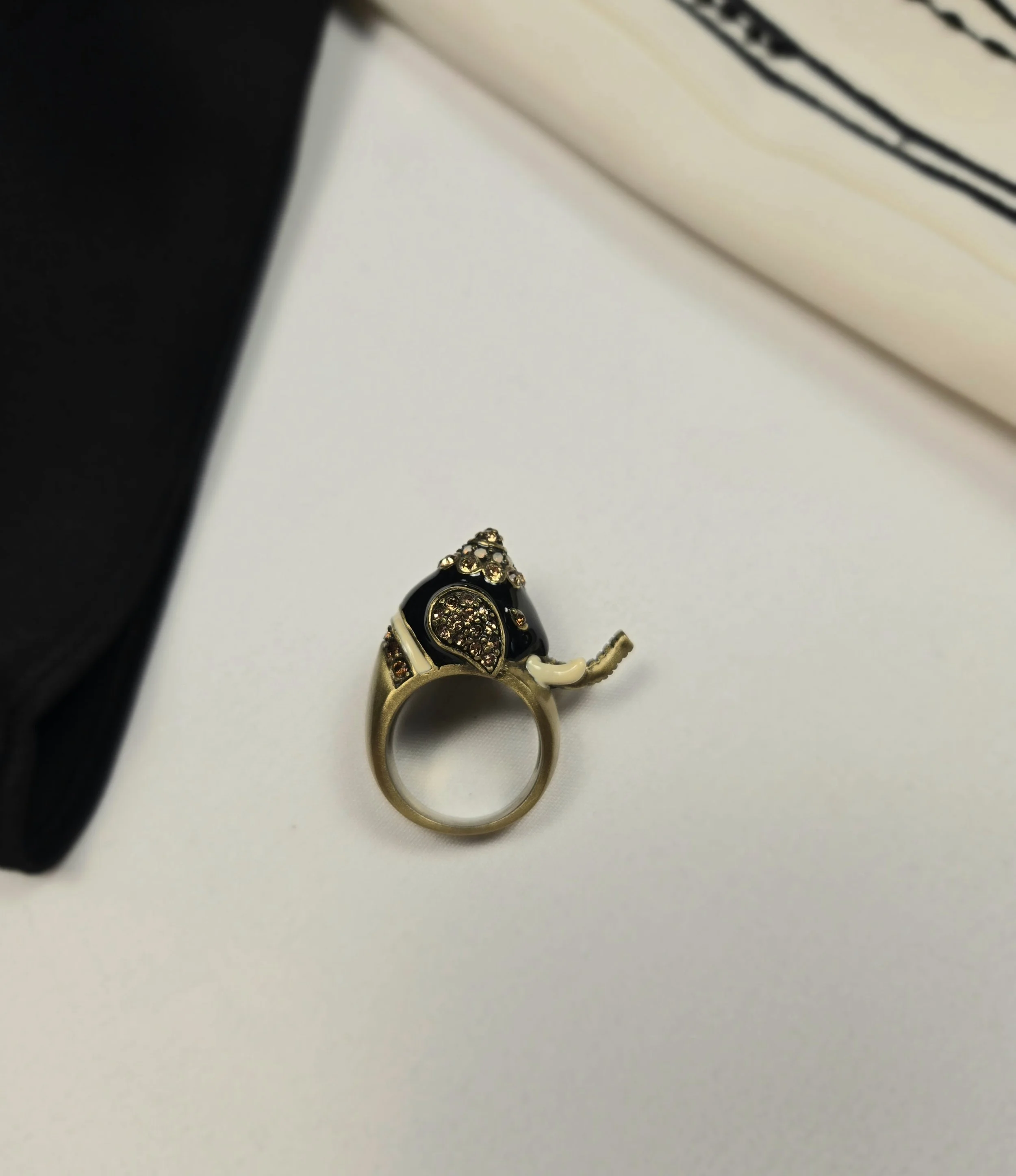 Funky Elephant Enamel Ring - Size 6