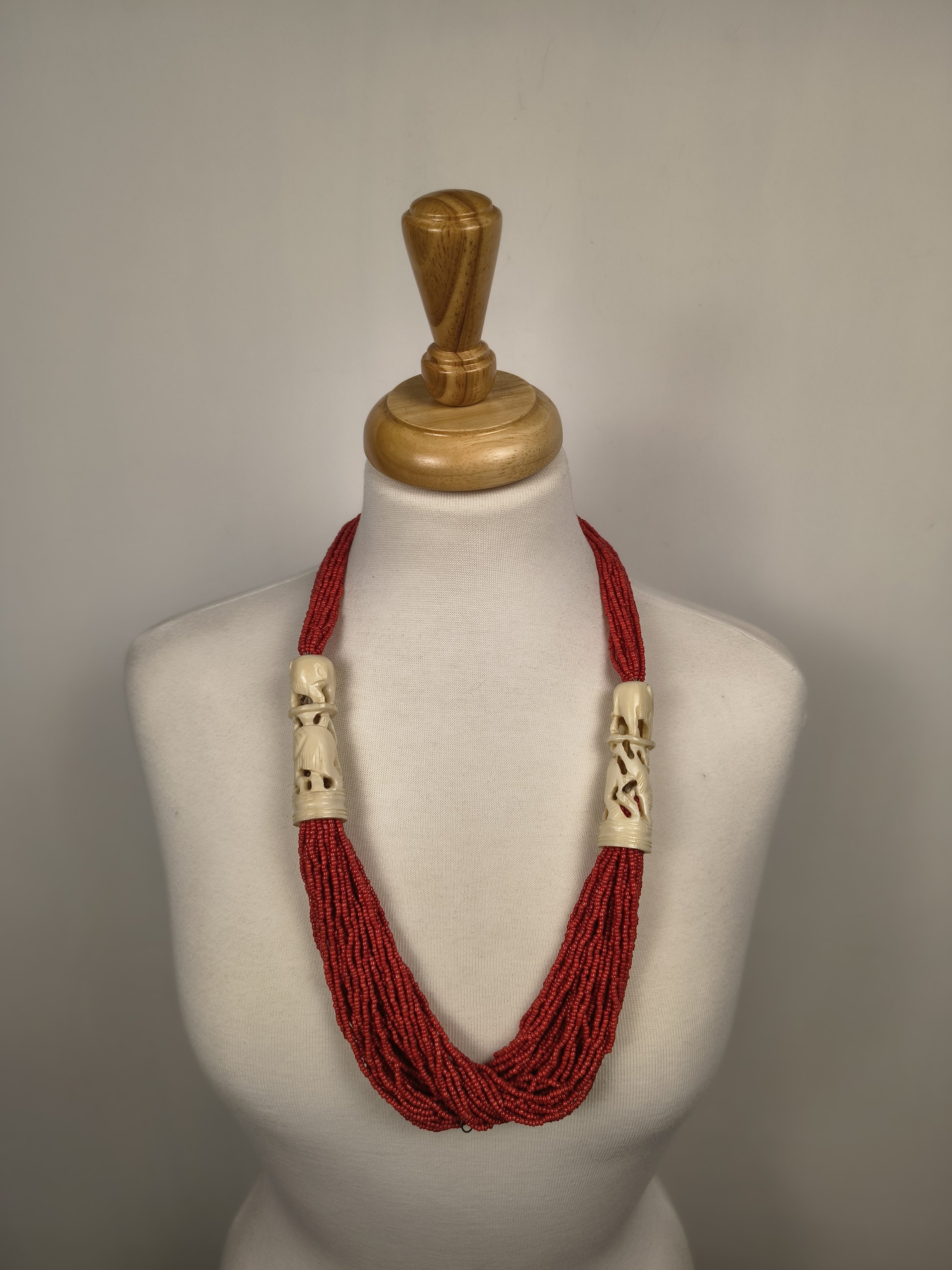 Boho Red Elephant Charm Necklace