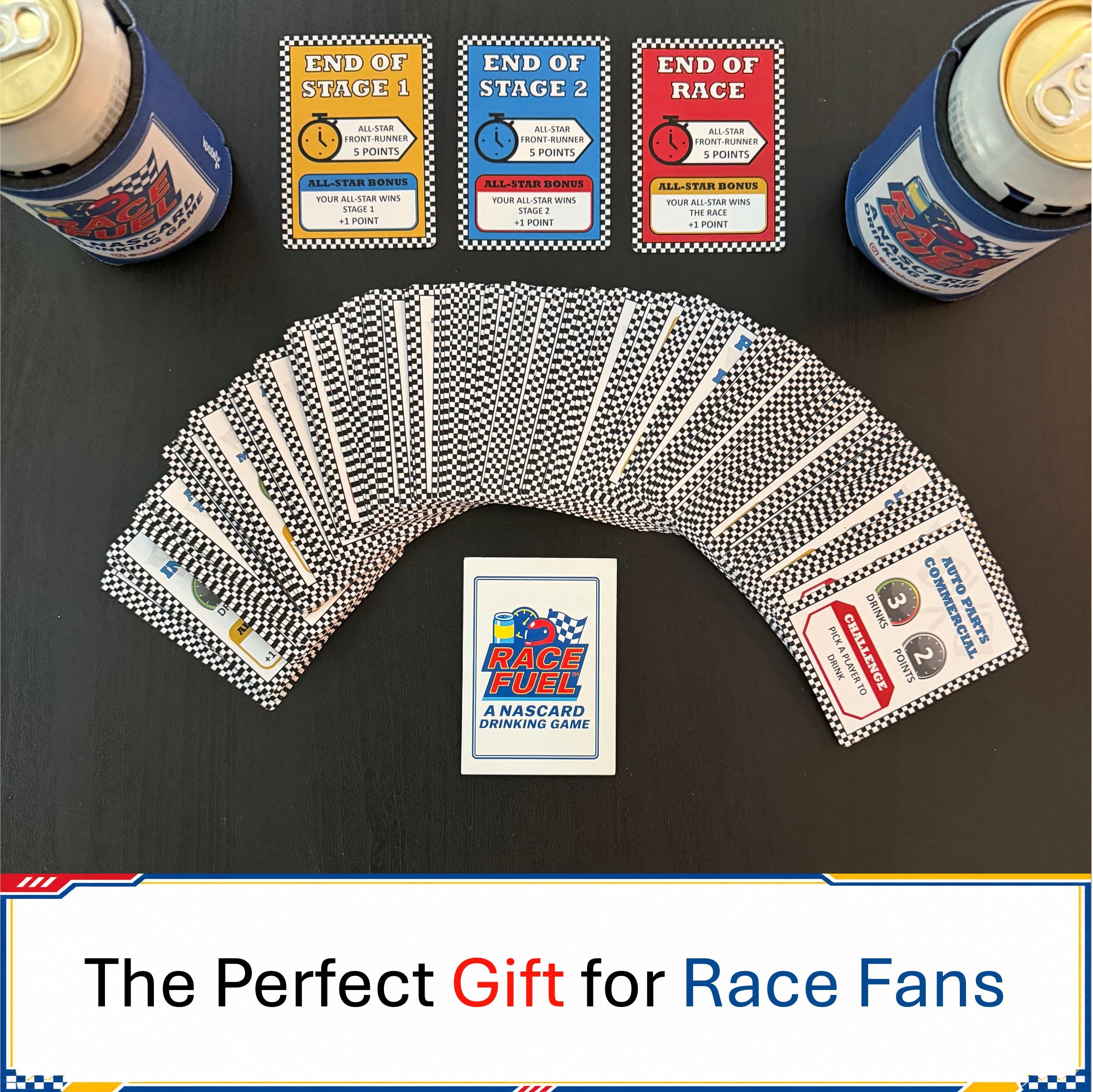 Race Fuel racing drinking game gift for race fans, NASCAR fans, and race day parties