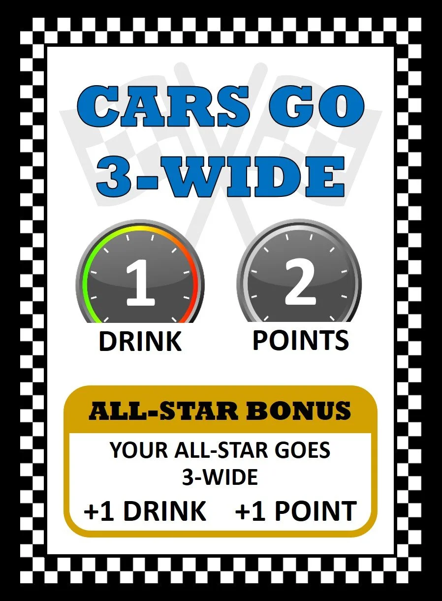 Image of the cars go 3-wide card