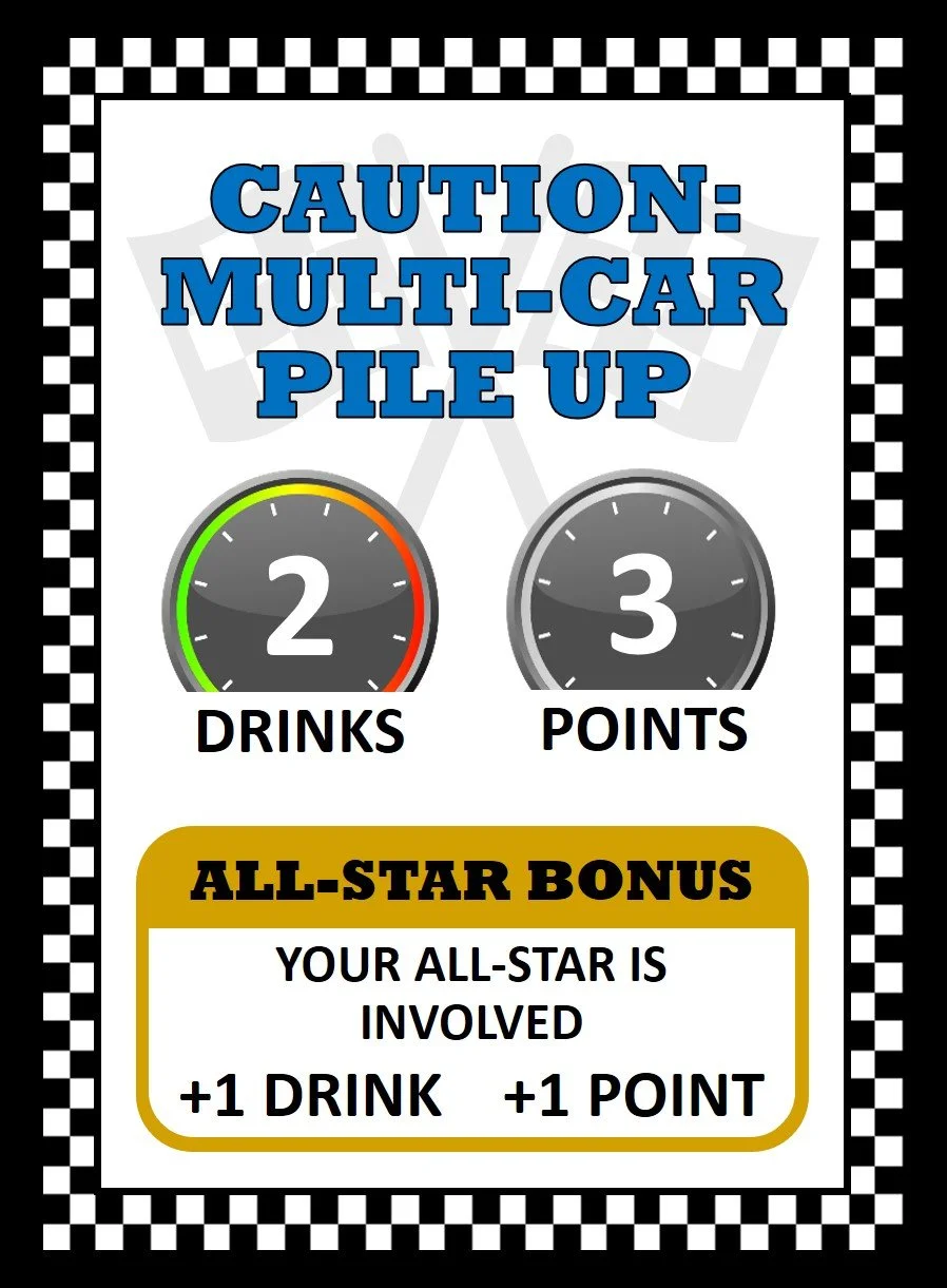Image of caution: multi-car pile up card