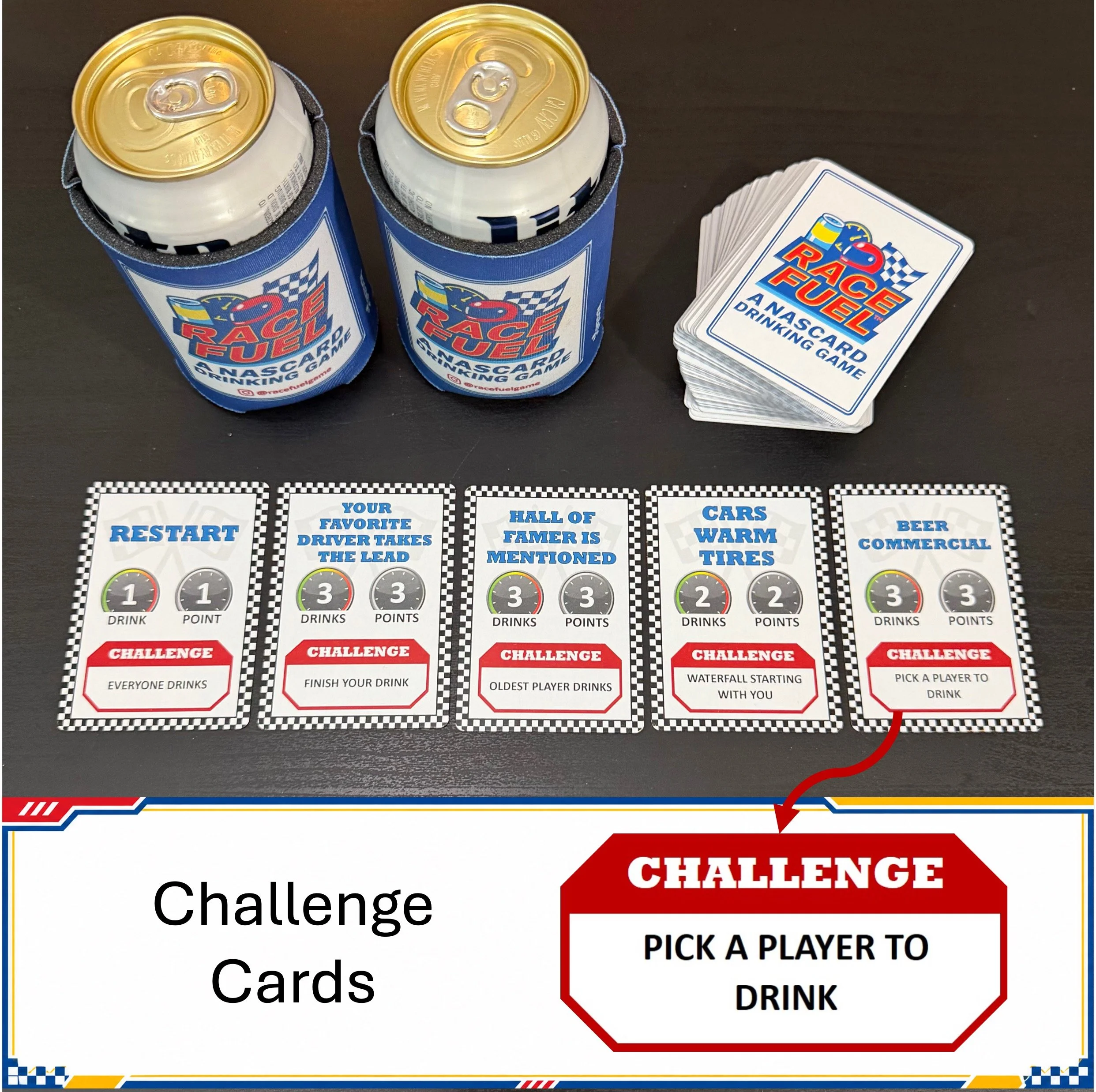 Race Fuel challenge cards add surprise actions and competition to race day watch parties