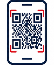 Smartphone with a QR code on the screen