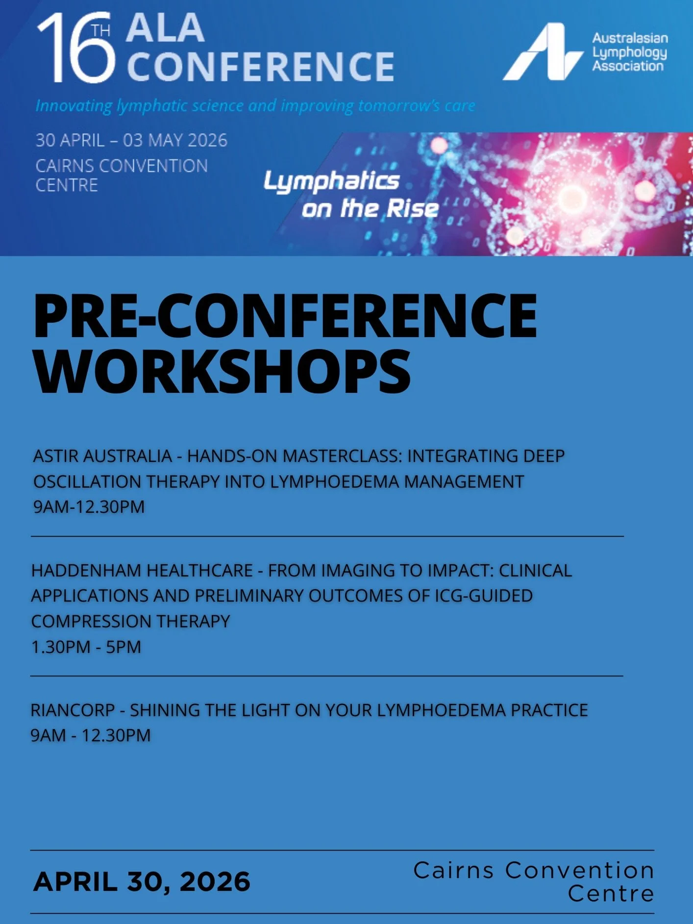 Pre-conference workshops will take place on Thursday 30 April 2026, ahead of the ALA 2026 Conference in Cairns.

These optional workshops are offered in addition to the main conference program and provide extended opportunities for hands-on learning 