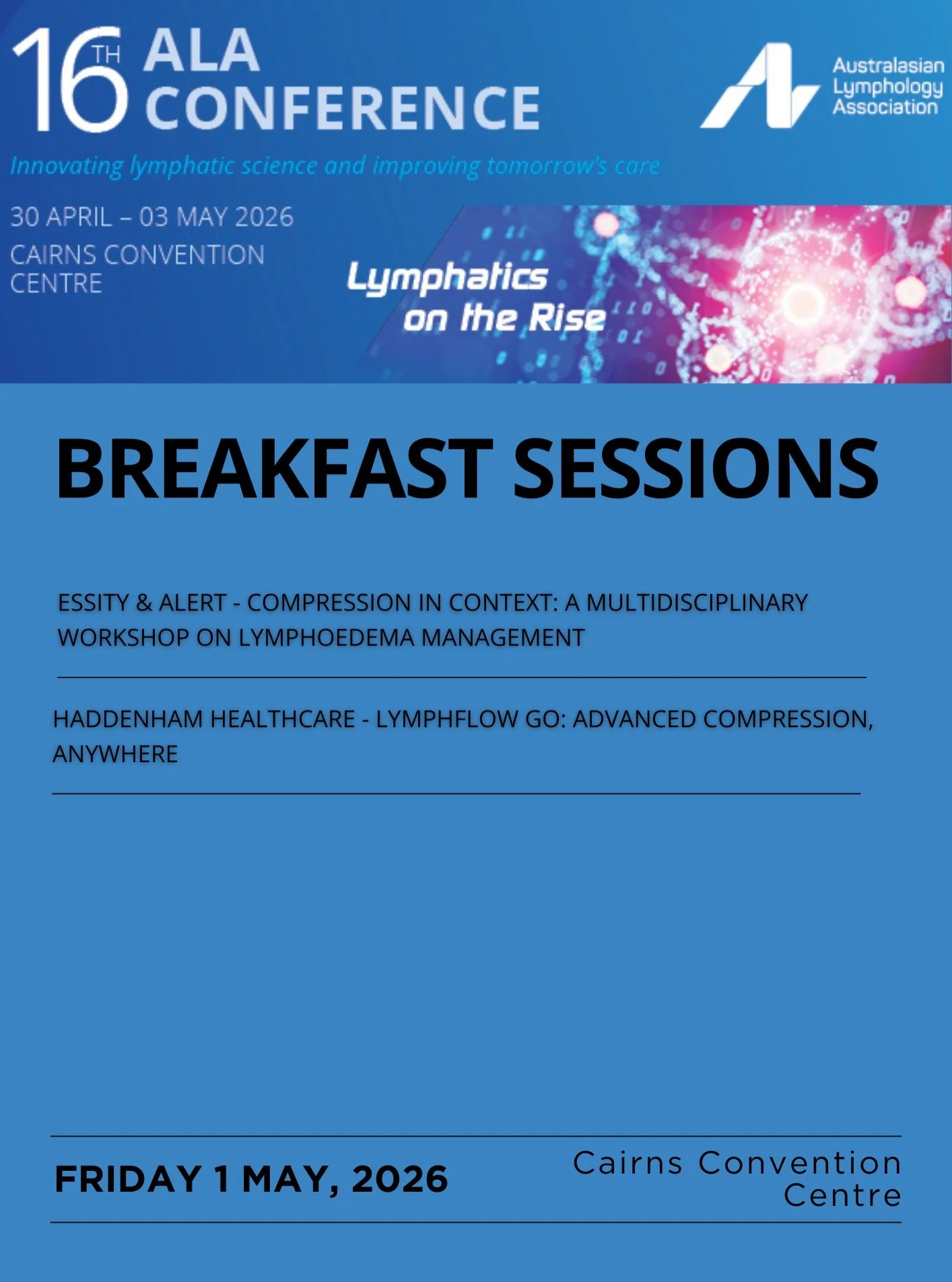 Breakfast Sessions will be held across the ALA 2026 Conference on Friday 1 May, Saturday 2 May and Sunday 3 May.

These sessions are offered in addition to the main conference program and provide an opportunity to start each day with focused learning