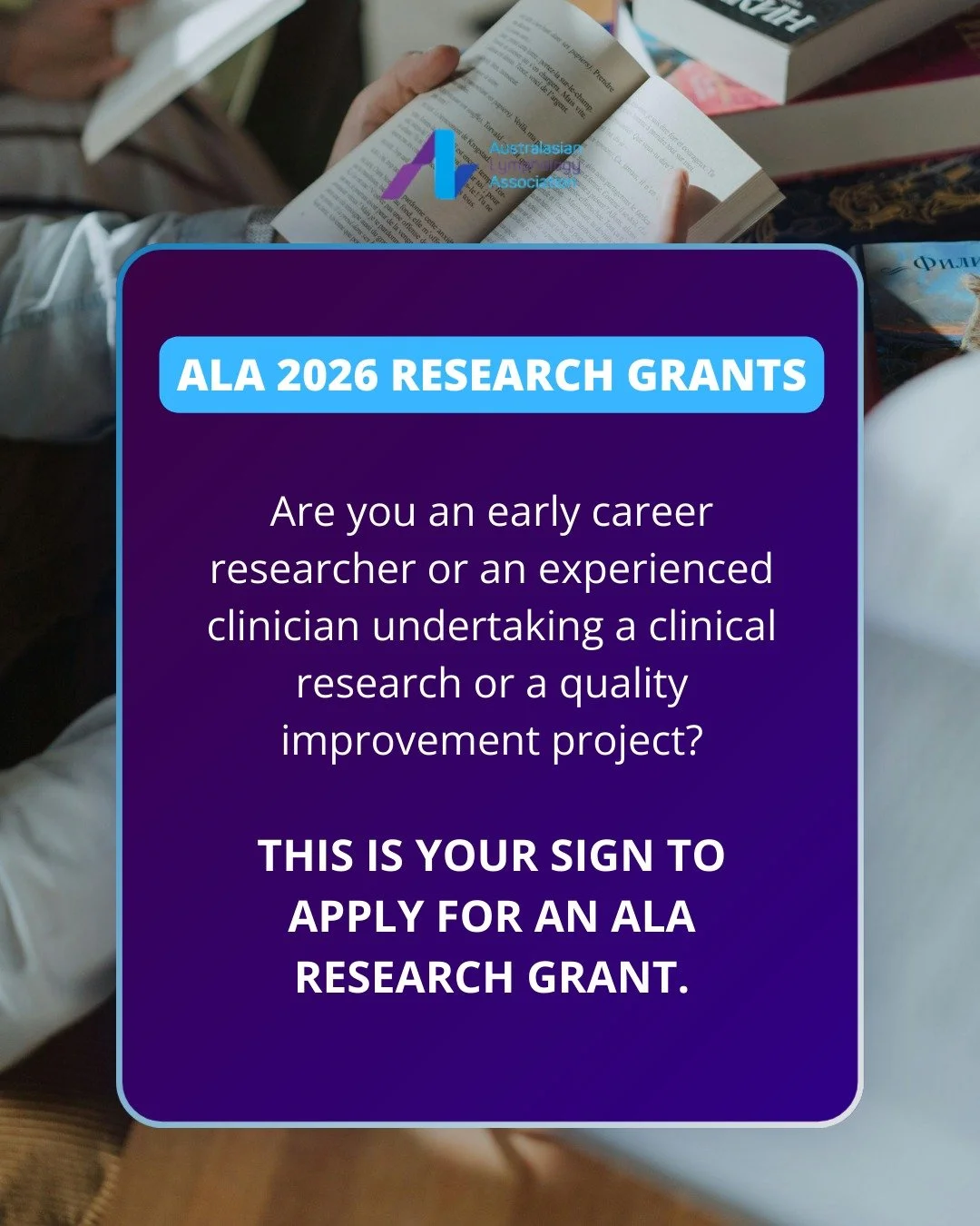 Applications close Friday, 27 March!

Are you an ALA member with a research idea that could change the lives of people living with lymphoedema? 

The ALA Research Grant could be the launchpad you've been waiting for.

Up to three grants of $5,000 - $