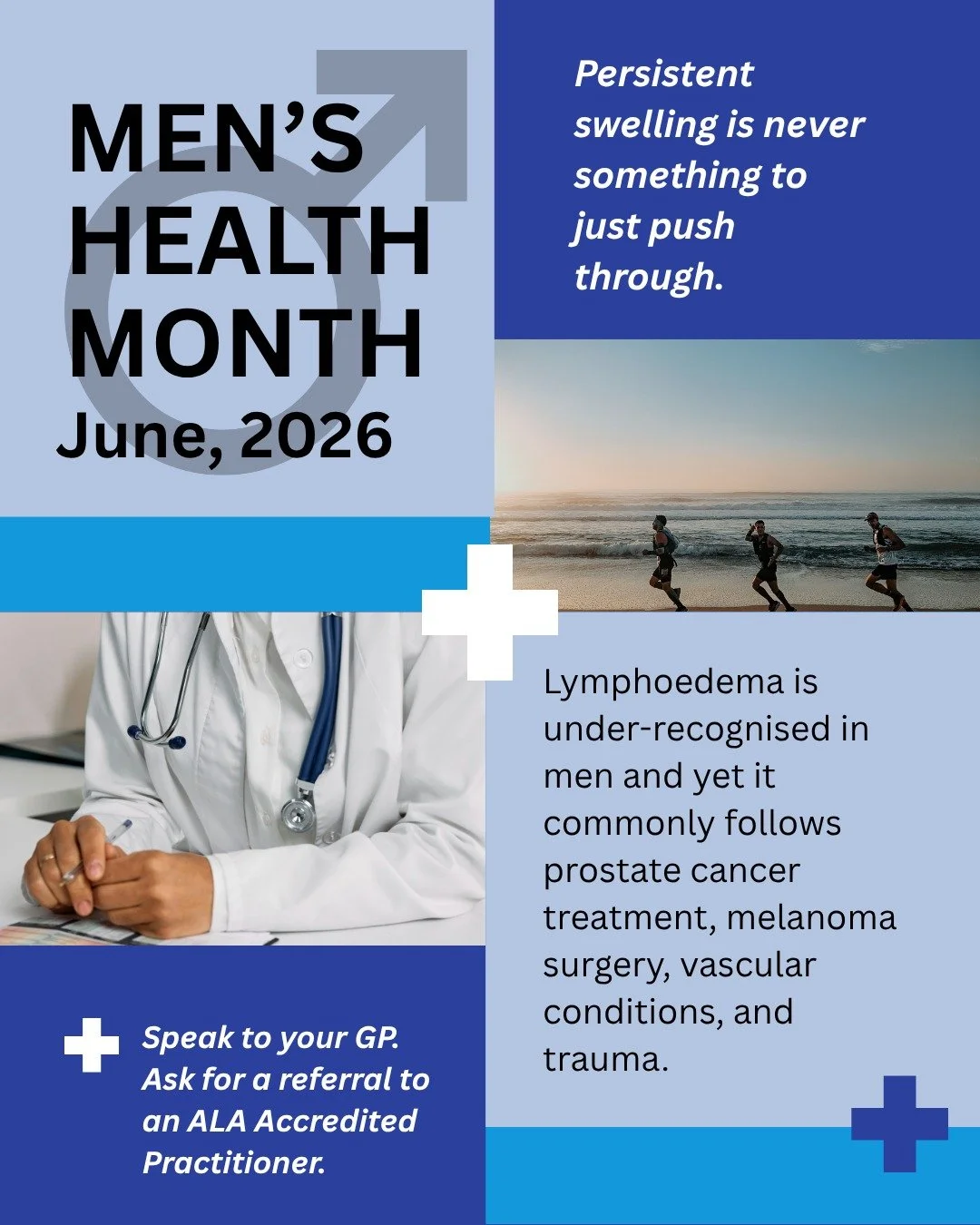 June is Men's Health Month, and lymphoedema deserves a place in that conversation.

While lymphoedema is often associated with breast cancer, it also commonly affects men following prostate cancer treatment, melanoma surgery, vascular conditions, and