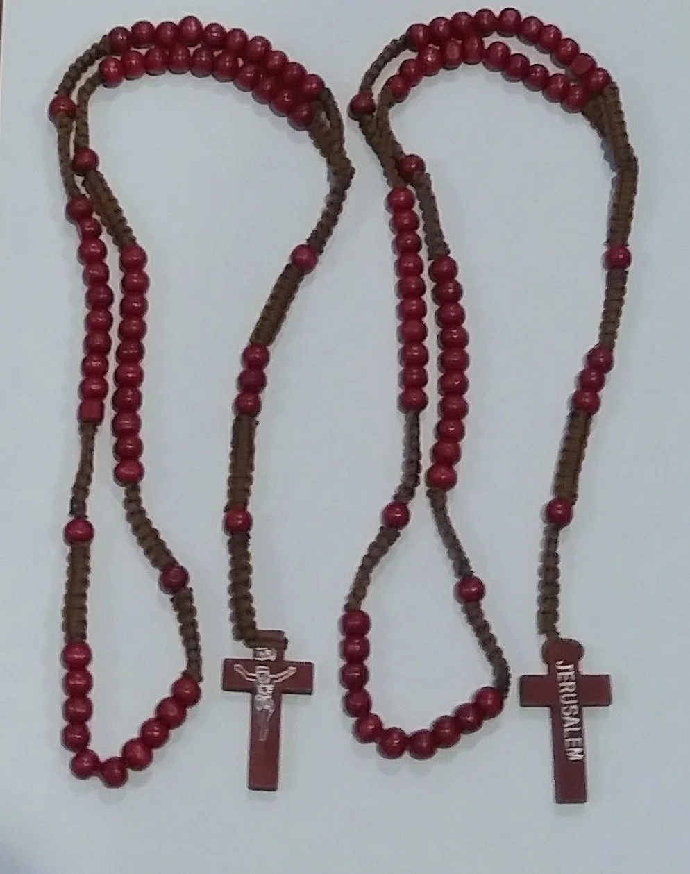 Cherry Red Beaded Rosary From Jerusalem