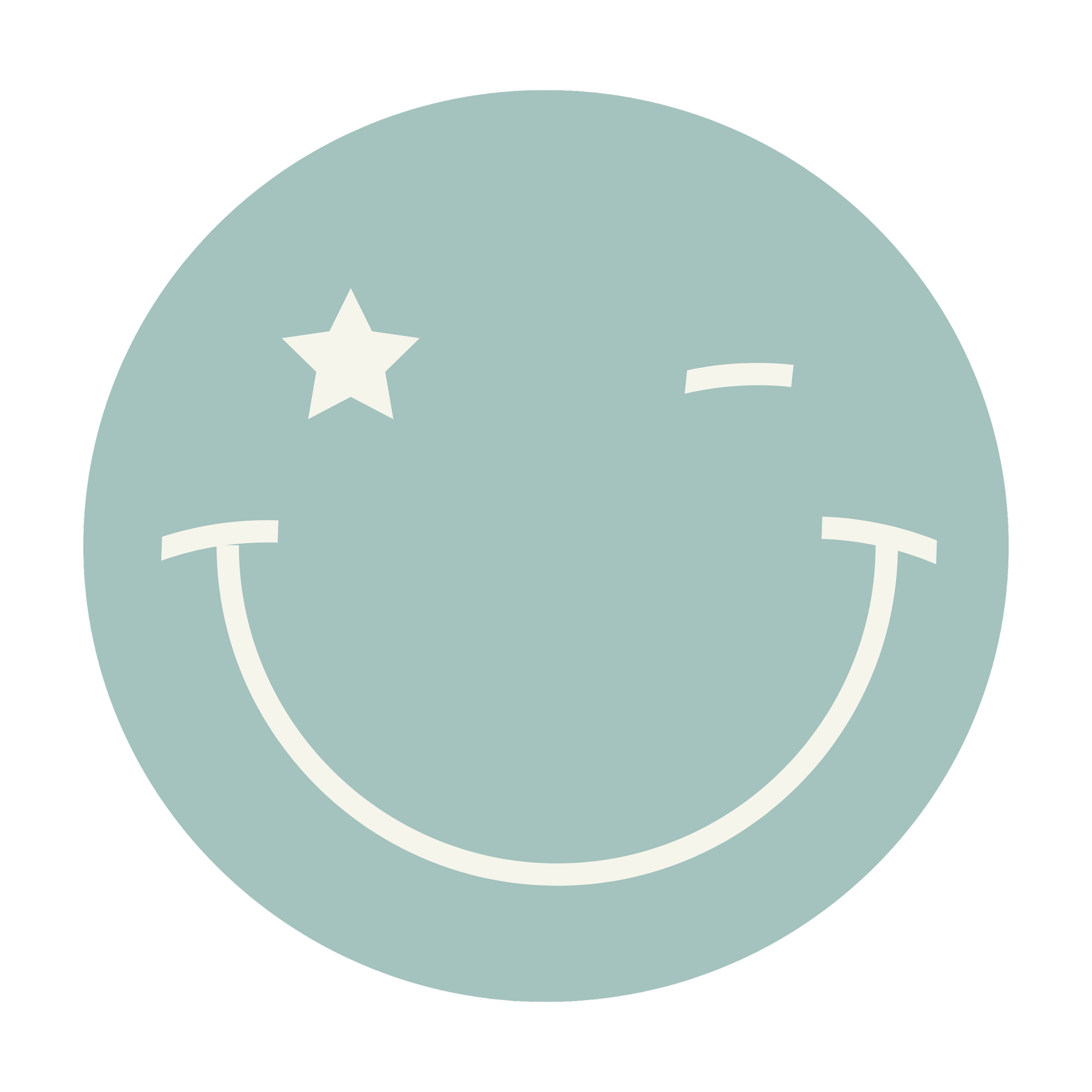 A digital illustration of a stylized planet with a star shape and markings, in light blue and white colors, on a black background.