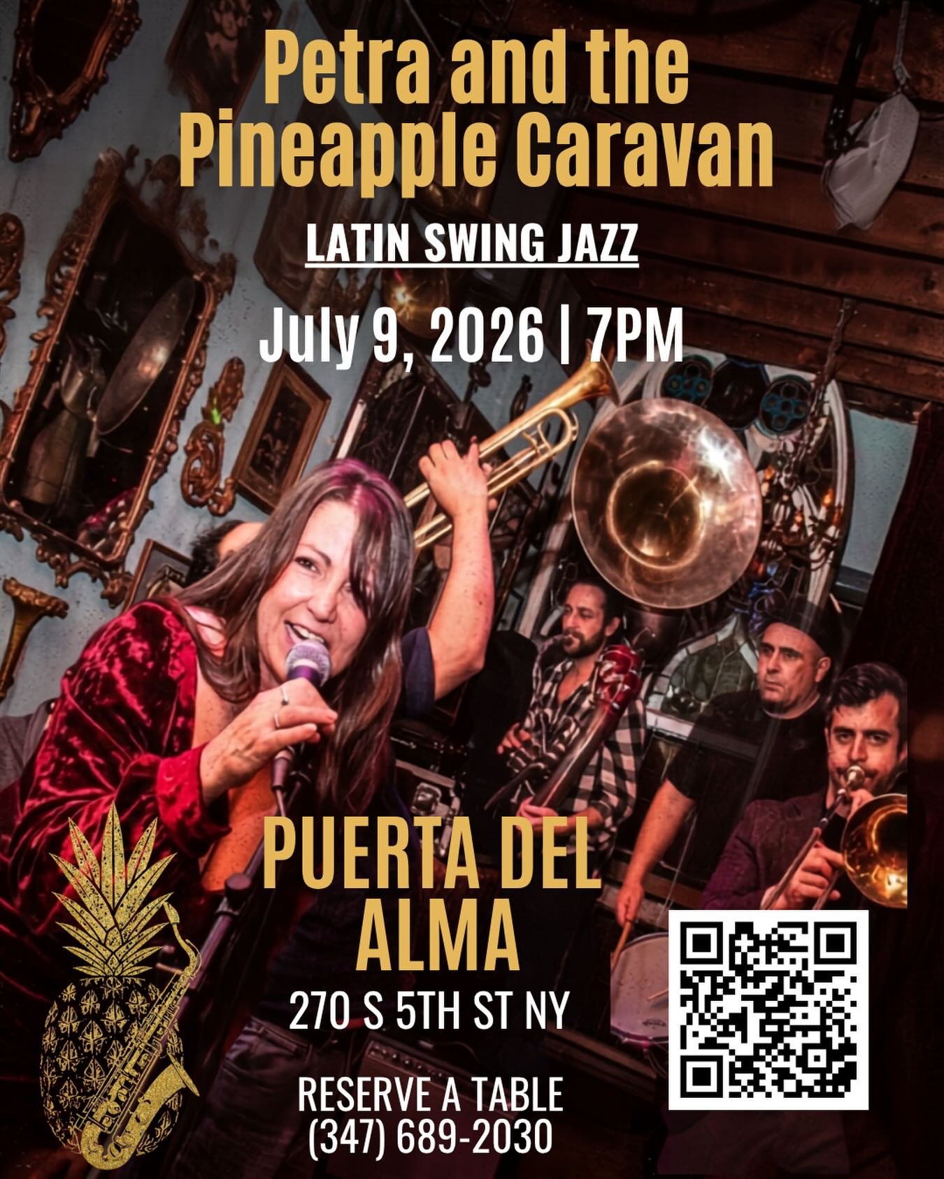 🎶✨ PETRA AND THE PINEAPPLE CARAVAN ✨🎶
July 9th, 2026 | 7PM
📍 Puerta Del Alma Williamsburg
270 S 5th St
Get ready for an unforgettable night of music and flavor! 🍍🎵
We&rsquo;re bringing you authentic Latin food from across the globe &mdash; a cul