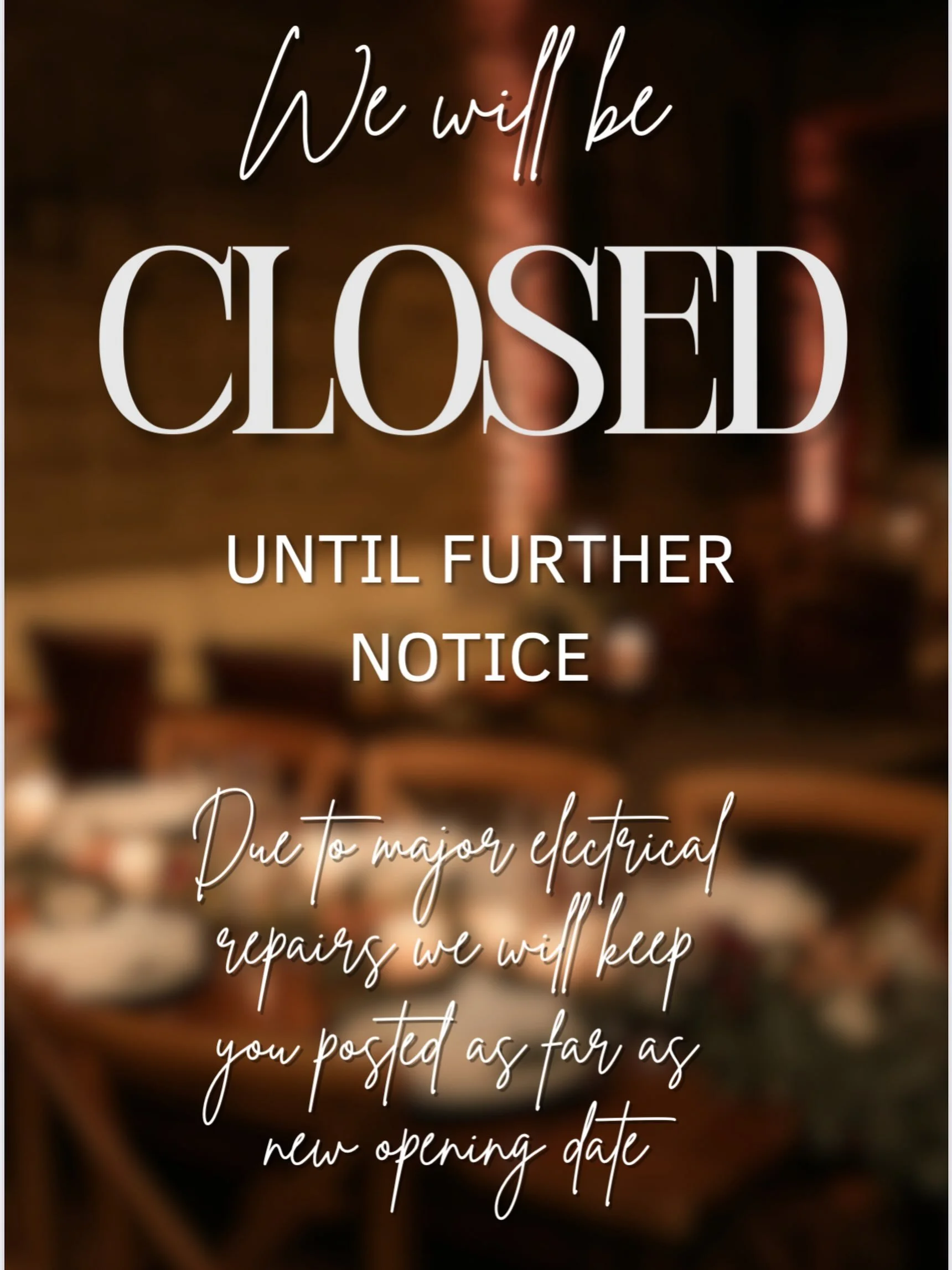 We sincerely apologize to the music lovers, foodies, and drinkers!! Unfortunately due to ongoing repairs we will be closed until further notice. We are deeply disappointed about this closure but hopeful for a great comeback! Stay tuned for updates ne