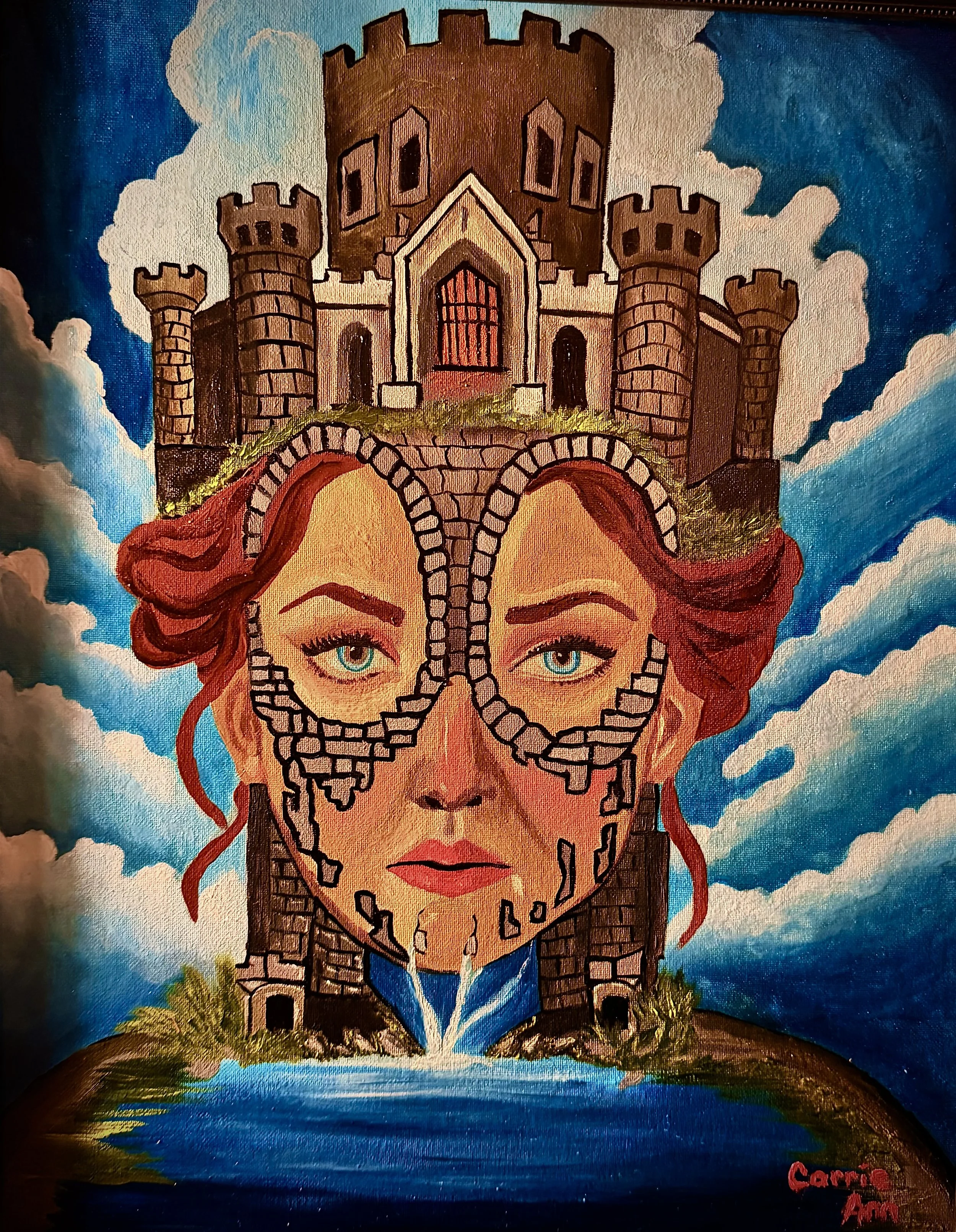 Fortress Of The Fractured Mind - original oil on canvas board