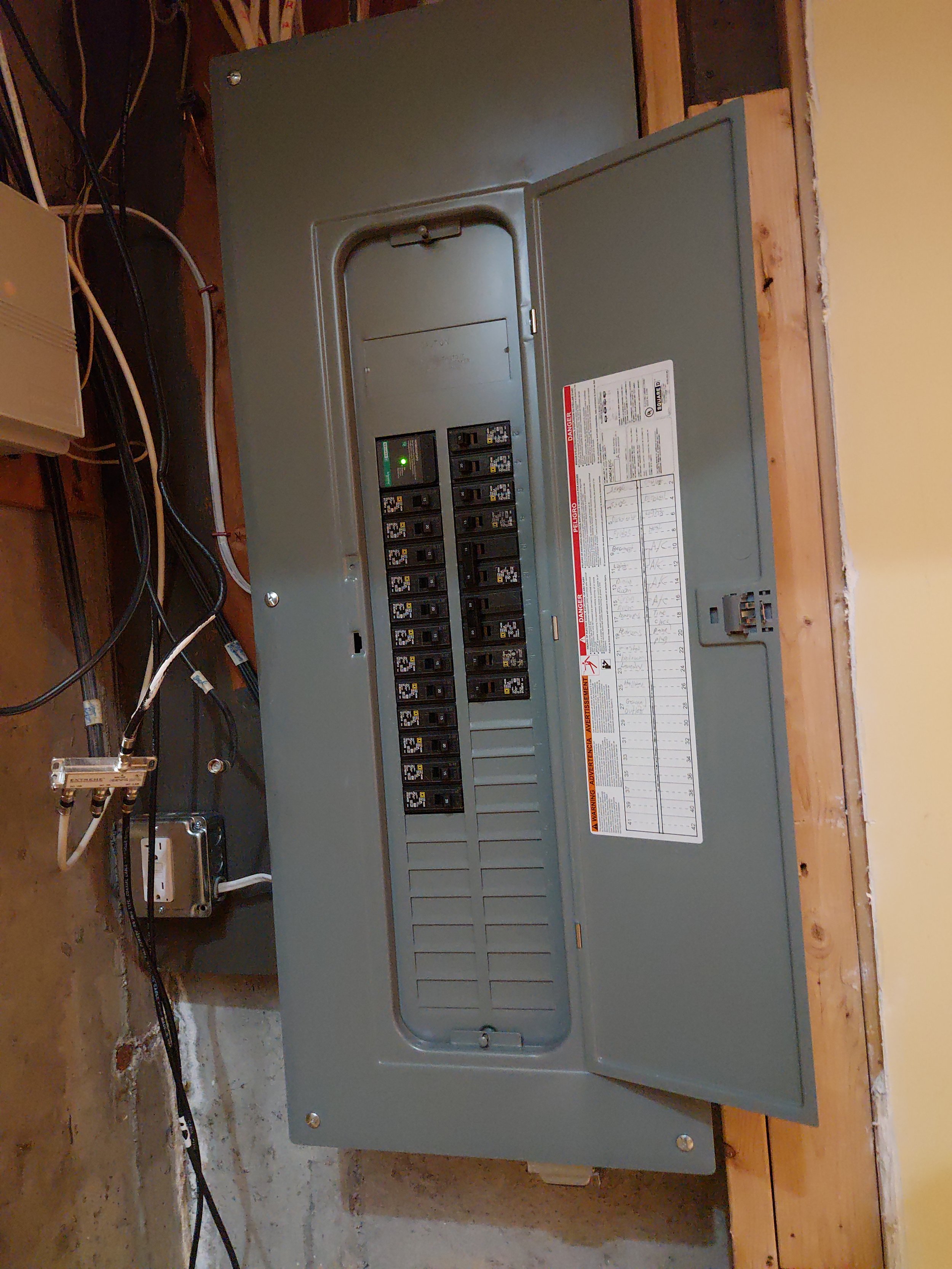 Completed breaker panel installation for a Quincy, MA service upgrade by Innis Electric on September 10, 2026.