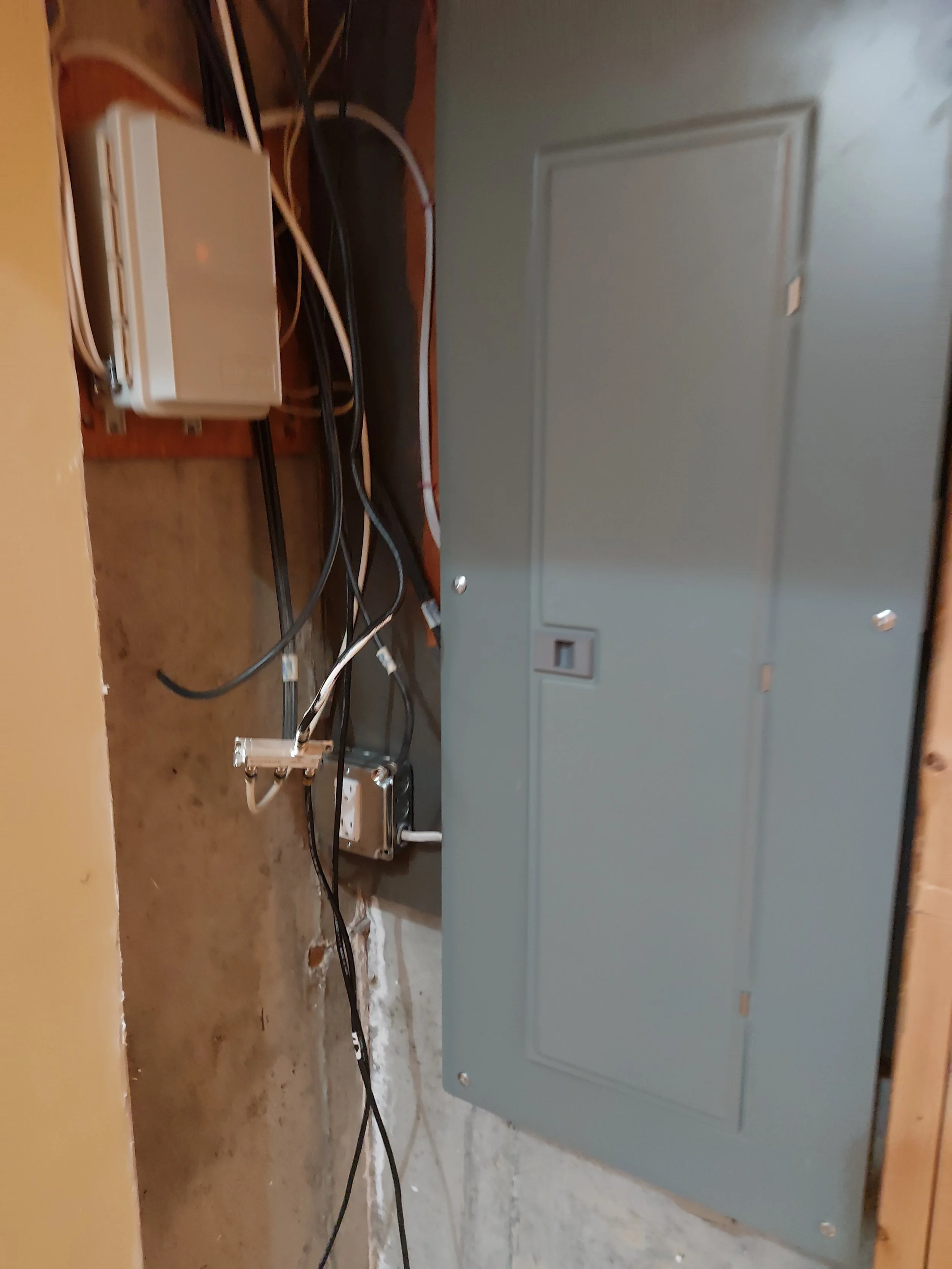 Residential electrical panel and wiring work for a Quincy service upgrade completed by Innis Electric on September 10, 2026.