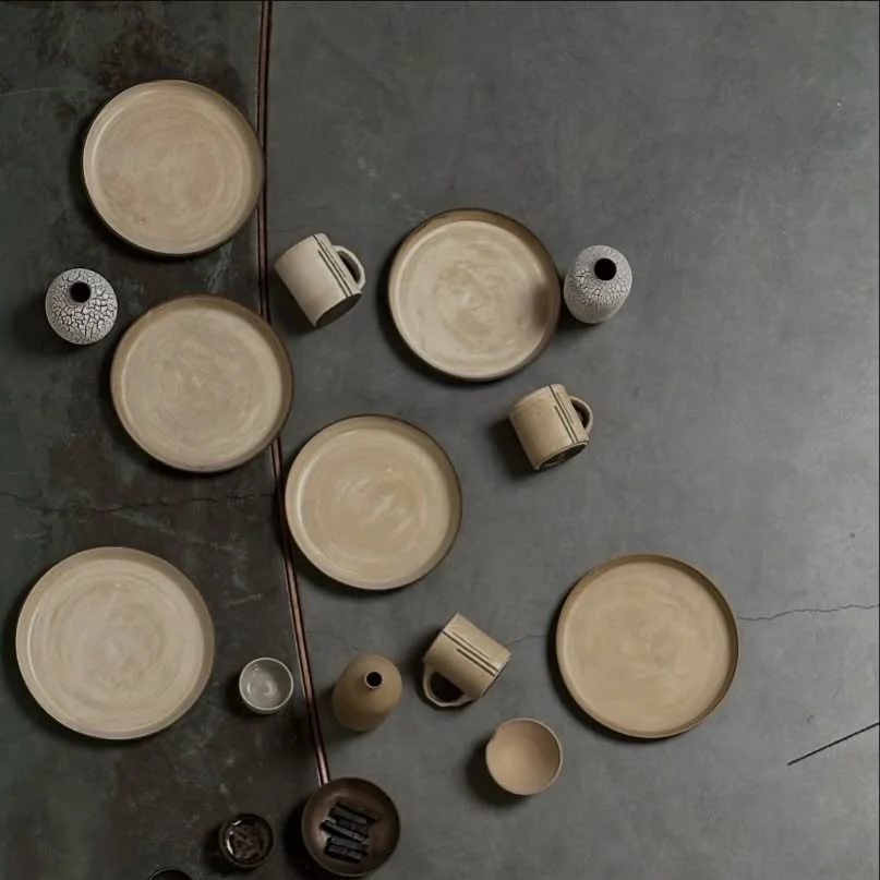 Warm earth tone ceramic set. 

#MinimalDesign #CeramicArt #TableStyling #HomeDecor #NeutralAesthetic ModernRustic InteriorInspo OrganicModern DiningStyle EarthyTones SimpleLiving DecorInspo