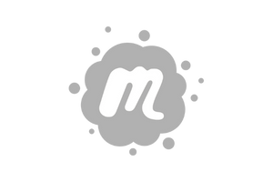 Gray M&M's candy logo with surrounding smaller gray circles on a transparent background.