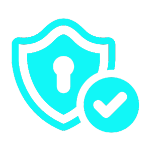 Shield with a keyhole and a checkmark symbol, representing security and protection.