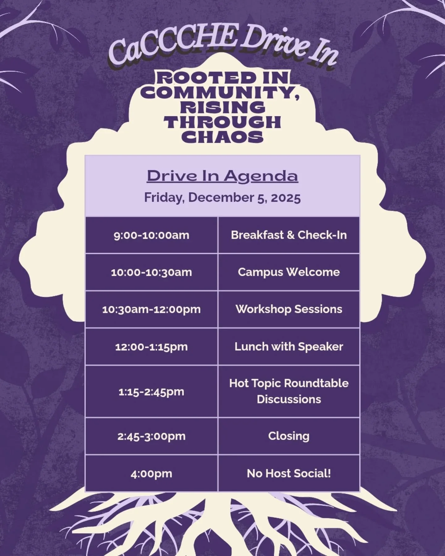 Here's a sneak peak of our Drive in Agenda!
We're so excited to #hosthosthost you at @ucsdcrossculturalcenter. More details to come about our speakers as we countdown the days~