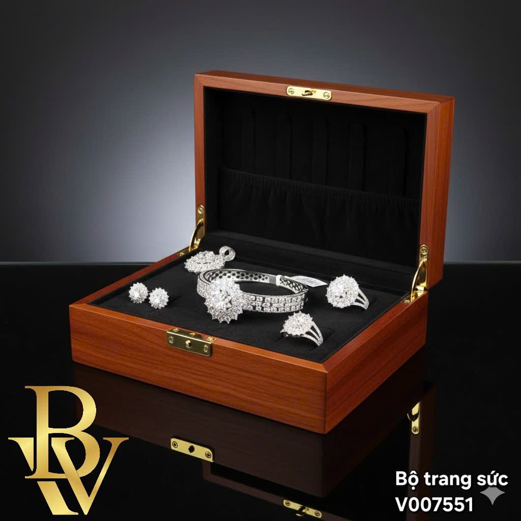 Full set 950 Silver Plate 18K Jewelry including bracelet, earrings, ring, pendant|Vietnamese price ranges from 3,010,000 VNĐ++