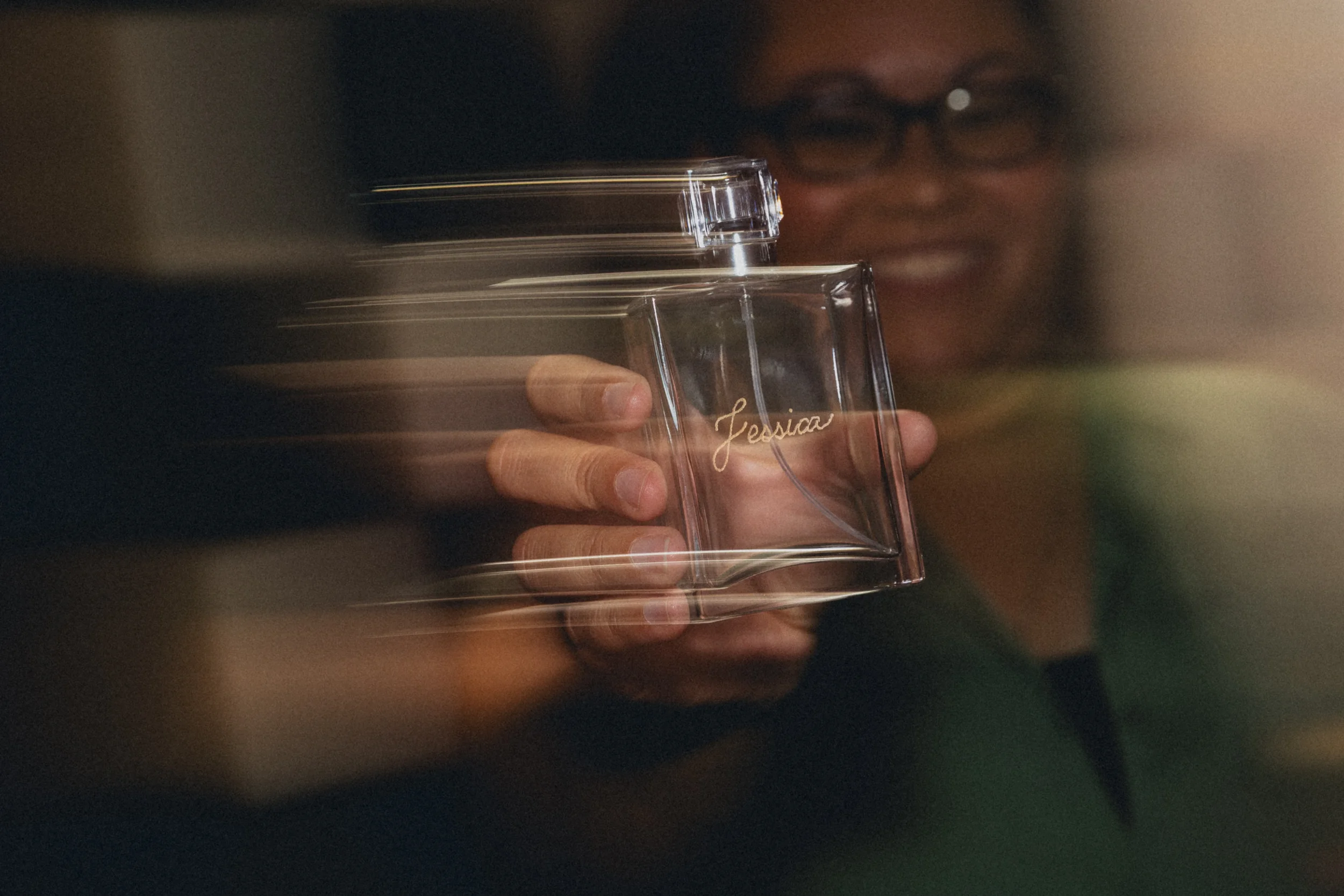 Hivequarter Live Calligraphy Engraving Showing Off Perfume